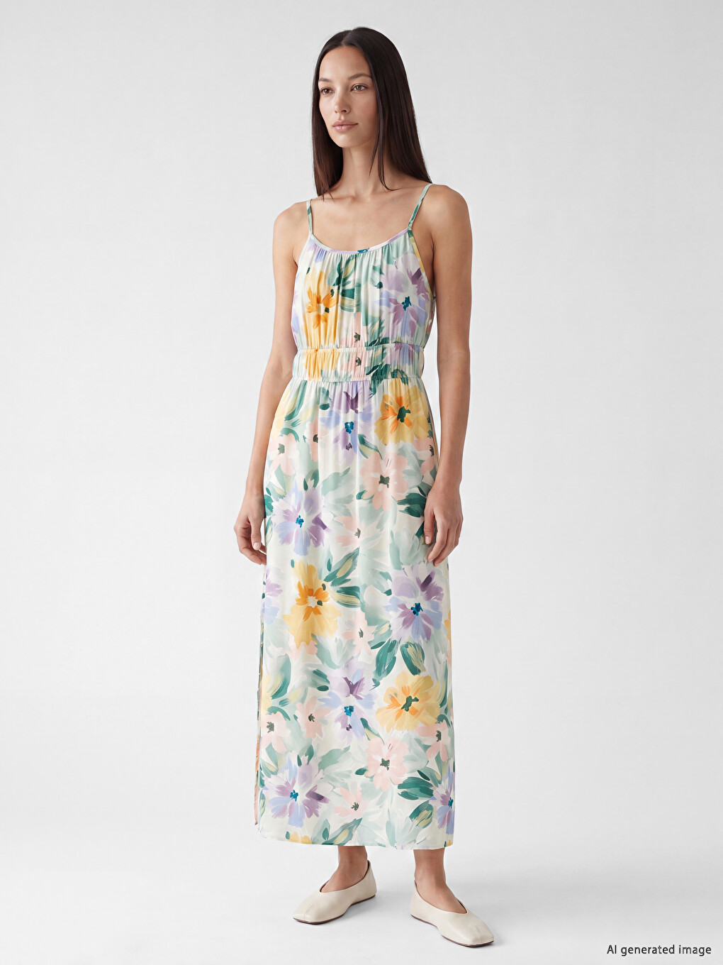 Strappy Floral Slitted Dress-1