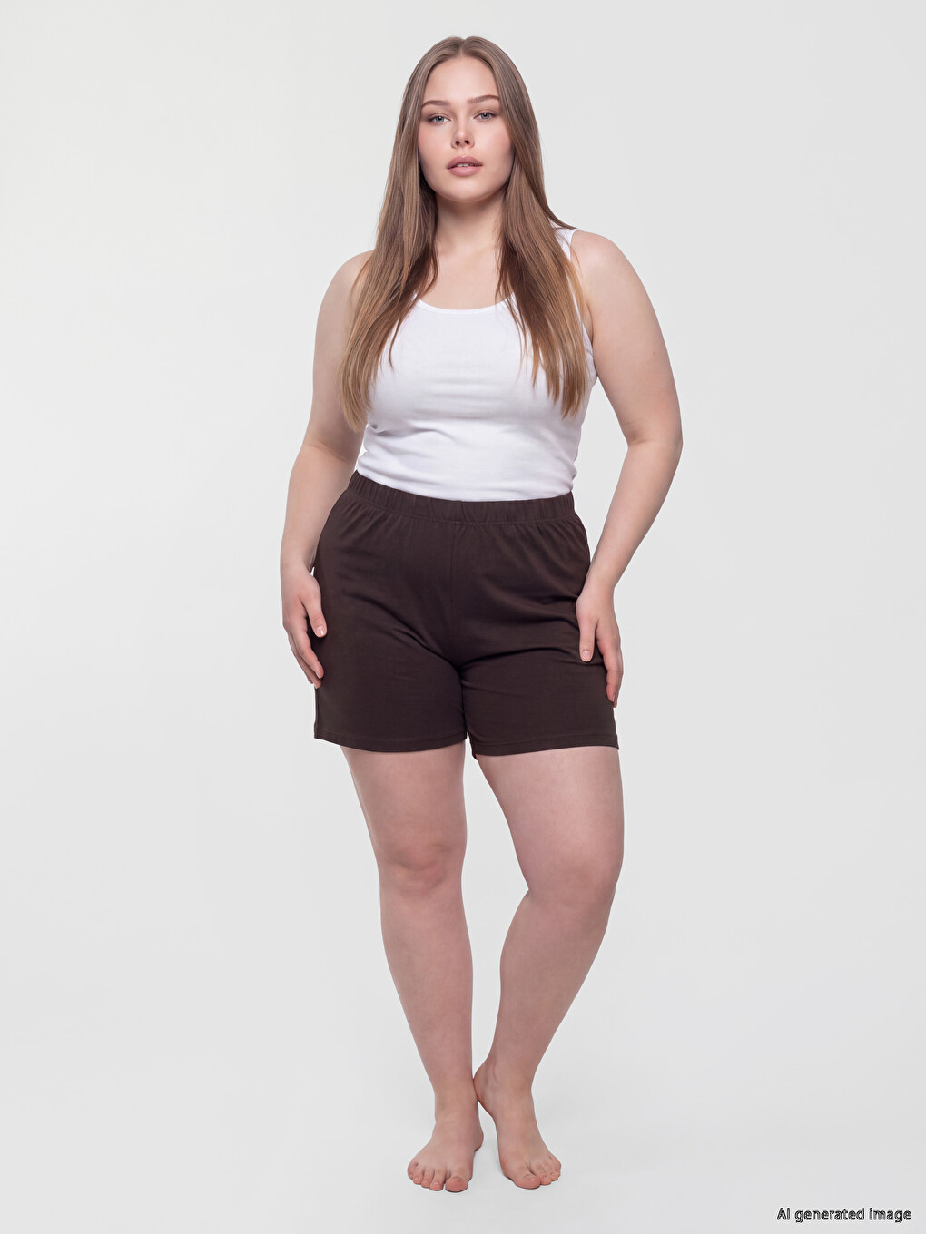 سروال ضيق قصير للنساء بالمقاسات الكبيرة 2 باكات