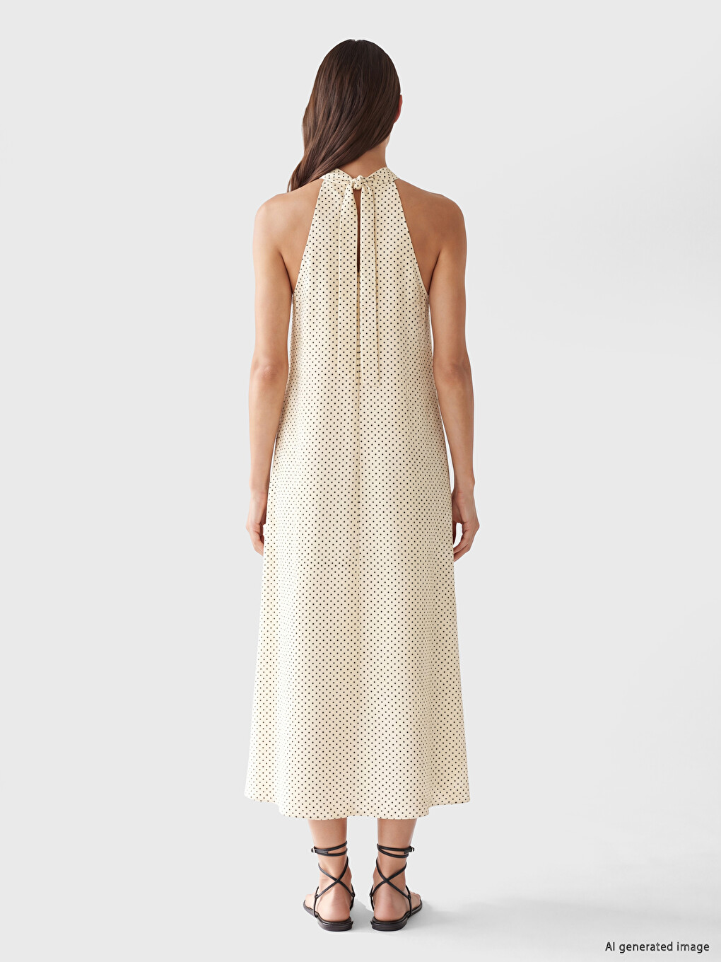 Halter Neck Polka Dot A-line Dress-3