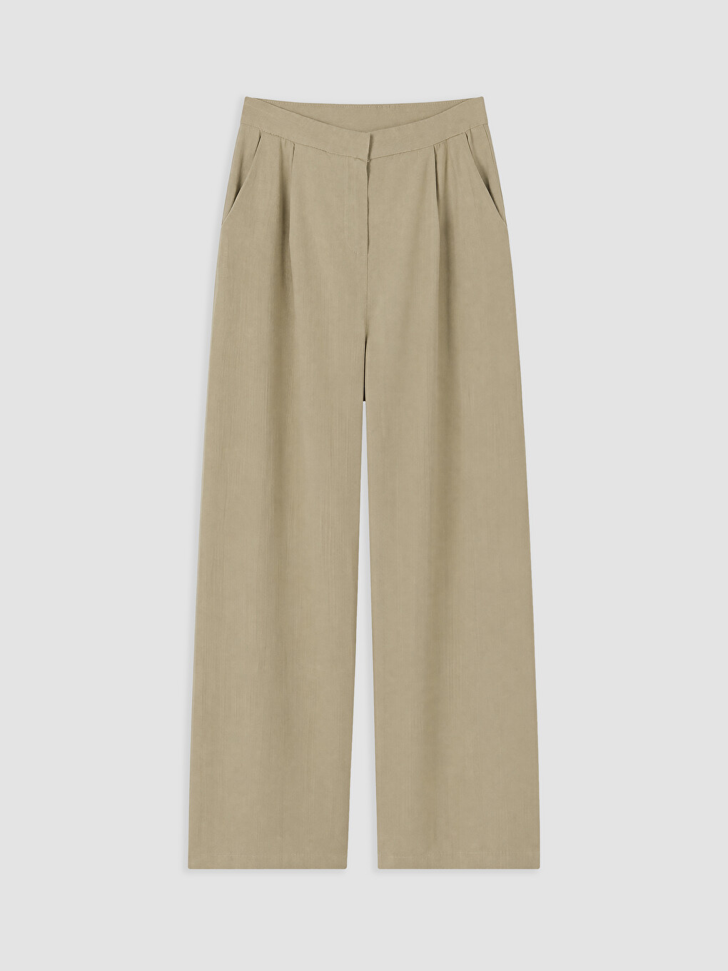 Kahverengi Loose Fit Geniş Paça Kadın Pileli Pantolon-4