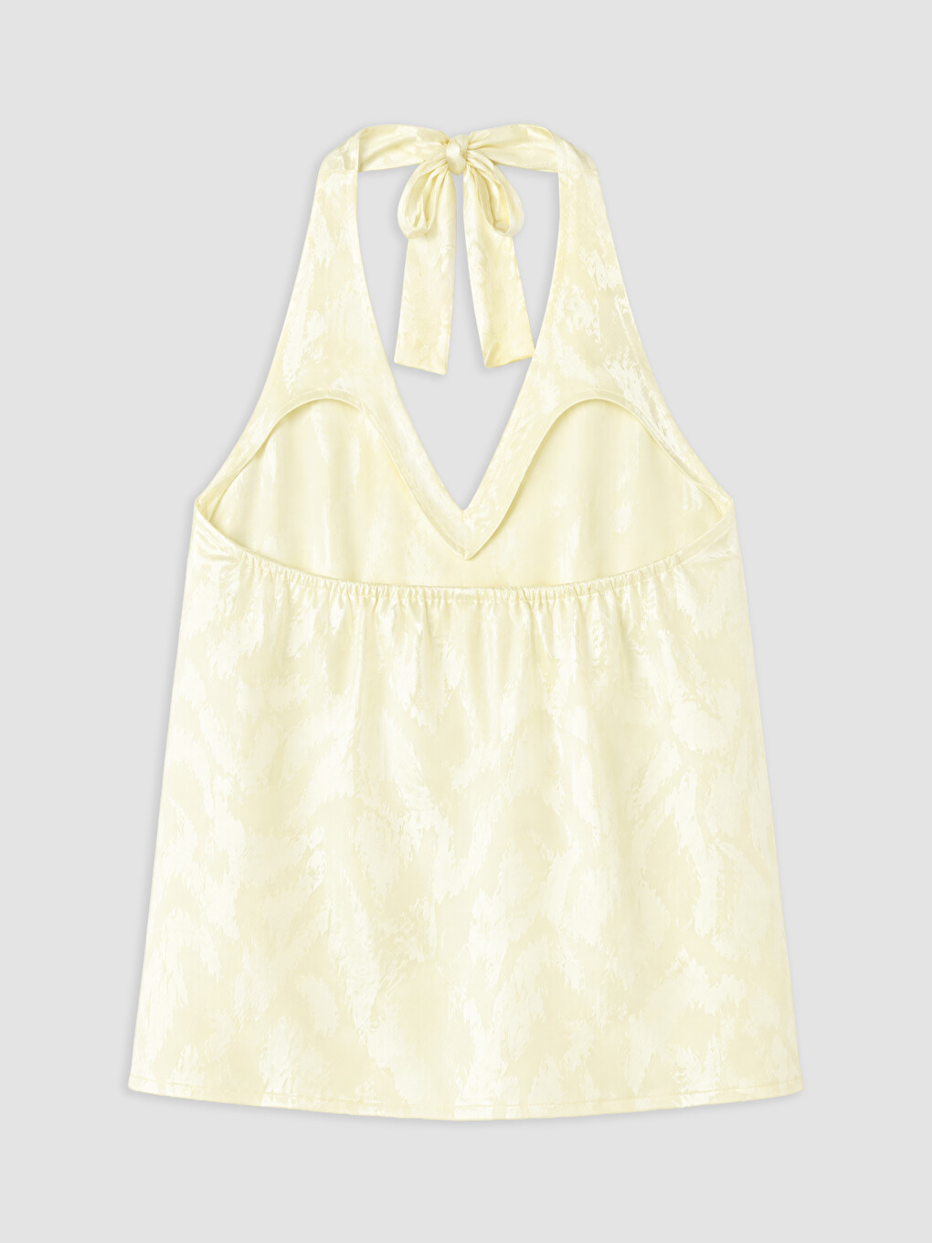 Sarı Halter Yaka Desenli Bluz-5