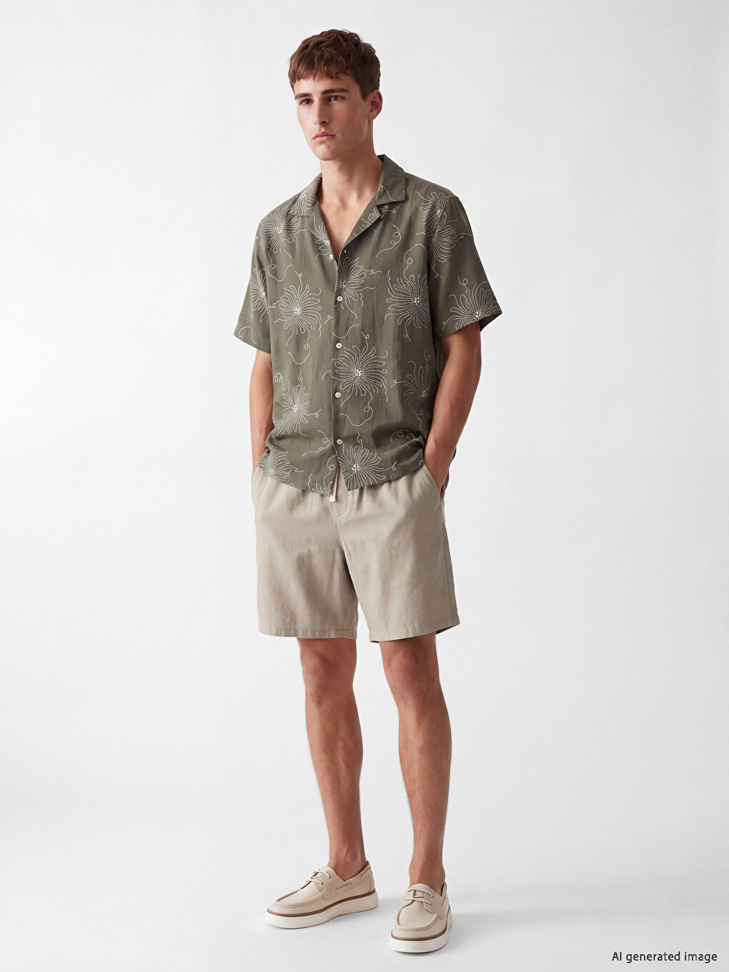 Regular Fit Camp Collar Patterned Men's Shirt-1