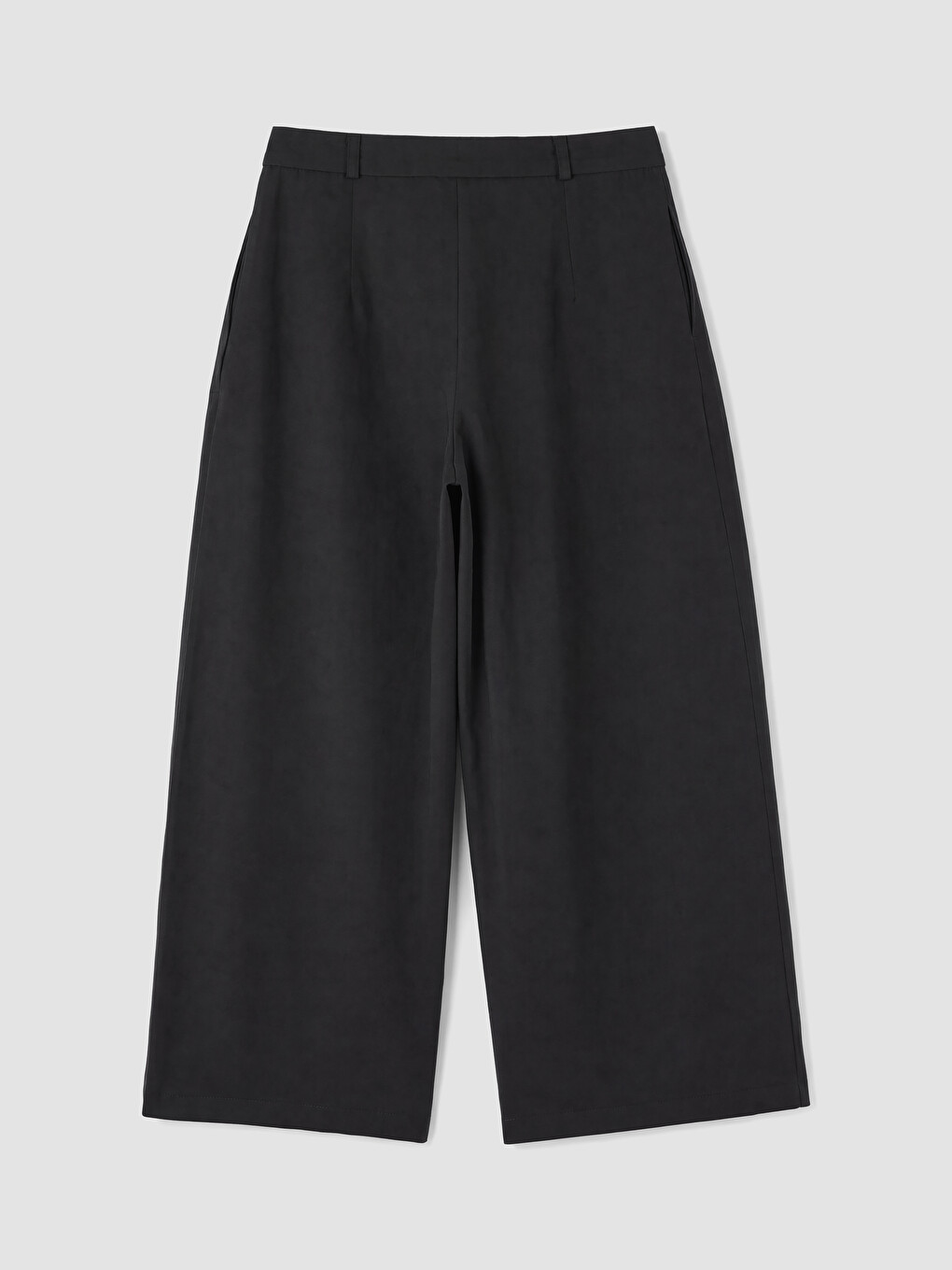 Siyah Regular Fit Asimetrik Dökümlü Kadın Pantolon-2