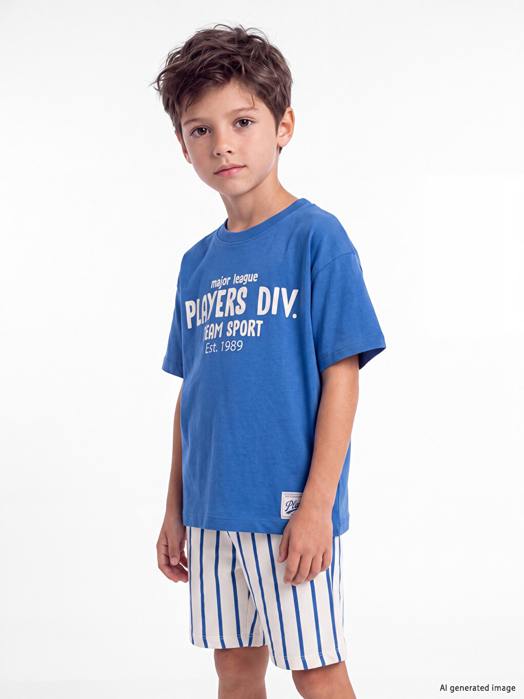 Boys' Printed T-shirt And Striped Shorts