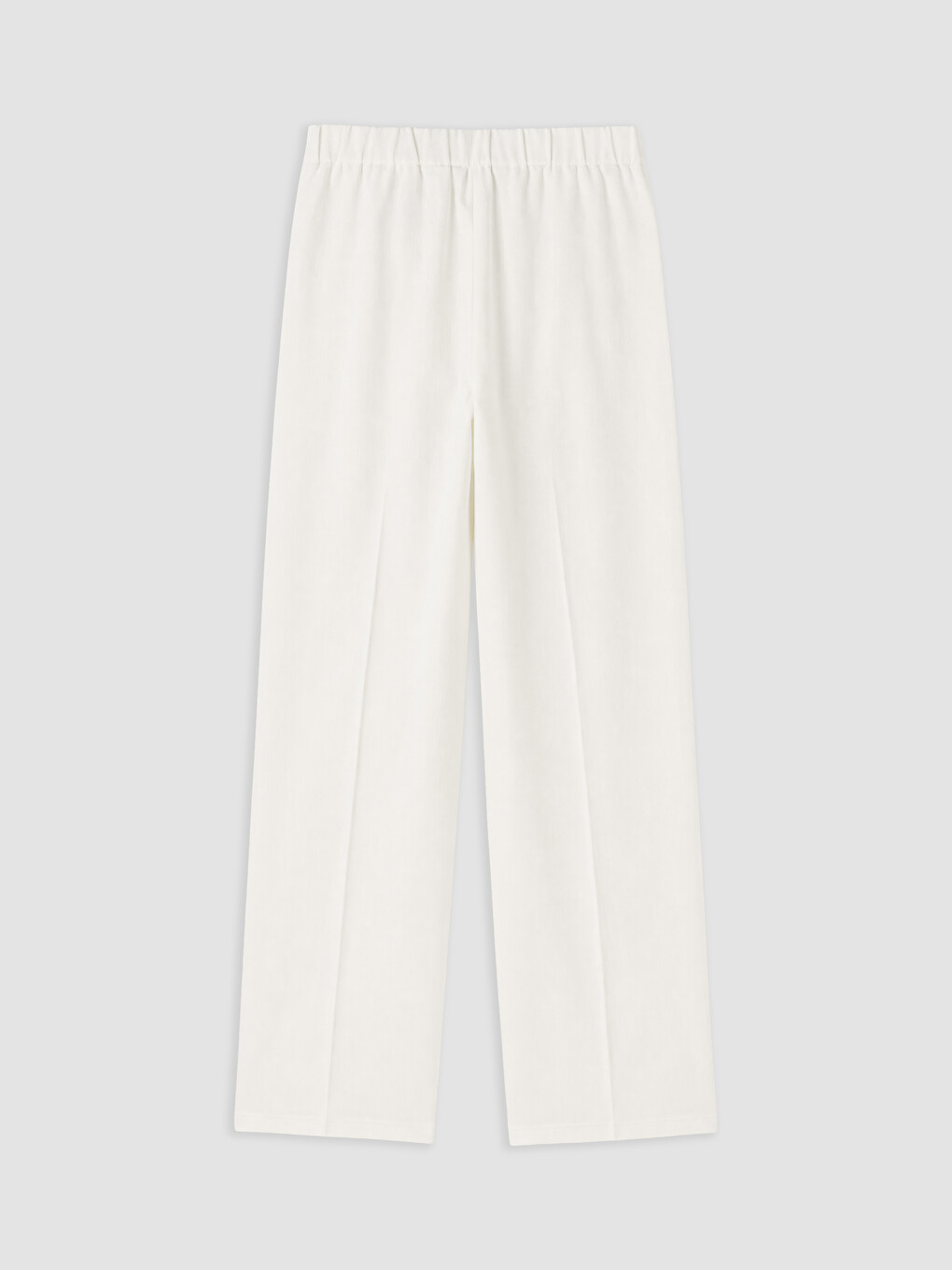 Beyaz Beli Lastikli Kadın Pantolon-5