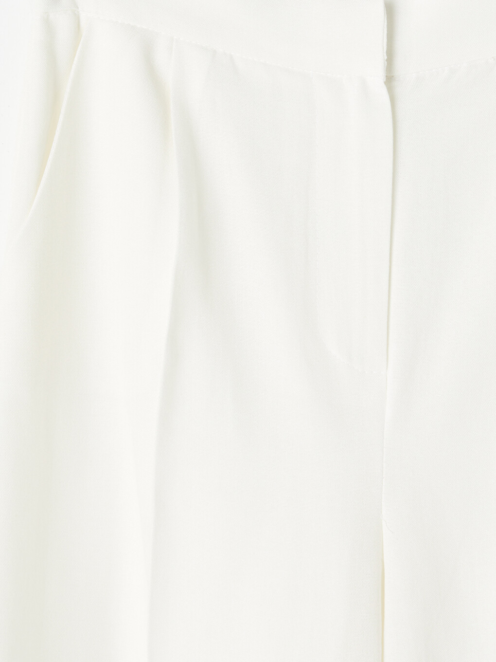 Beyaz Beli Lastikli Kadın Pantolon-6