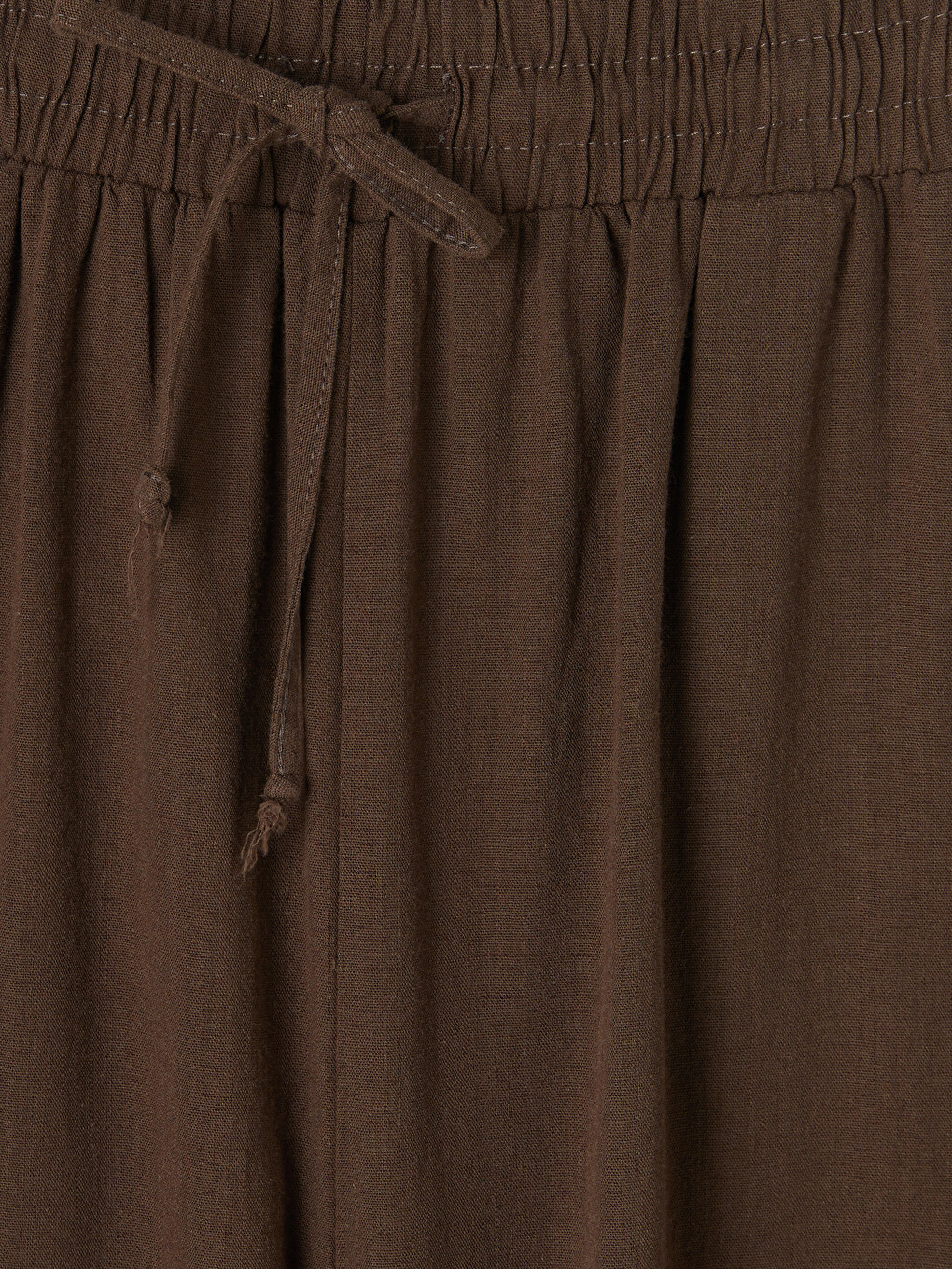 Kahverengi Beli Lastikli Geniş Paça Kadın Pantolon-6