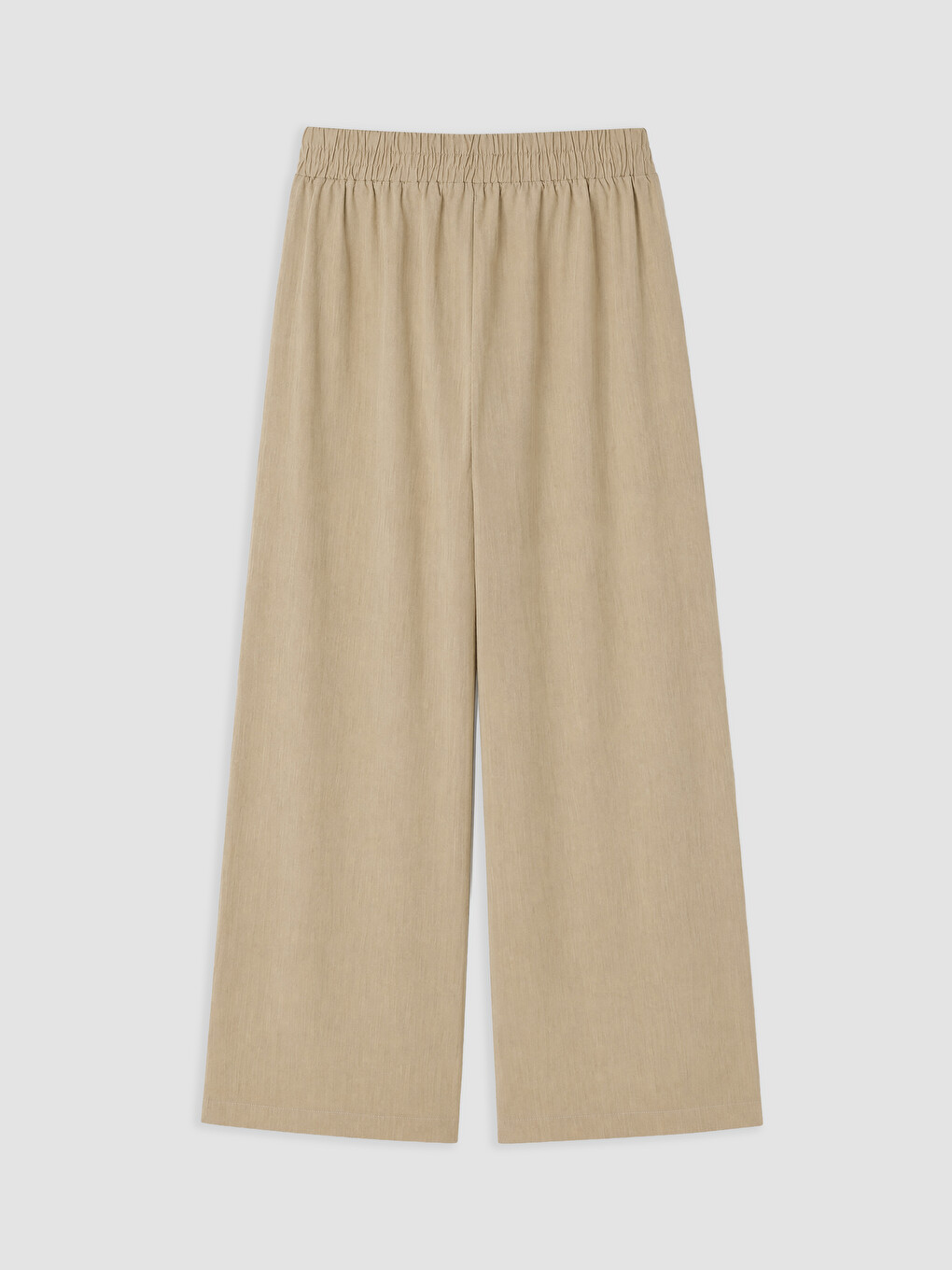 Bej Beli Lastikli Geniş Paça Kadın Pantolon-5