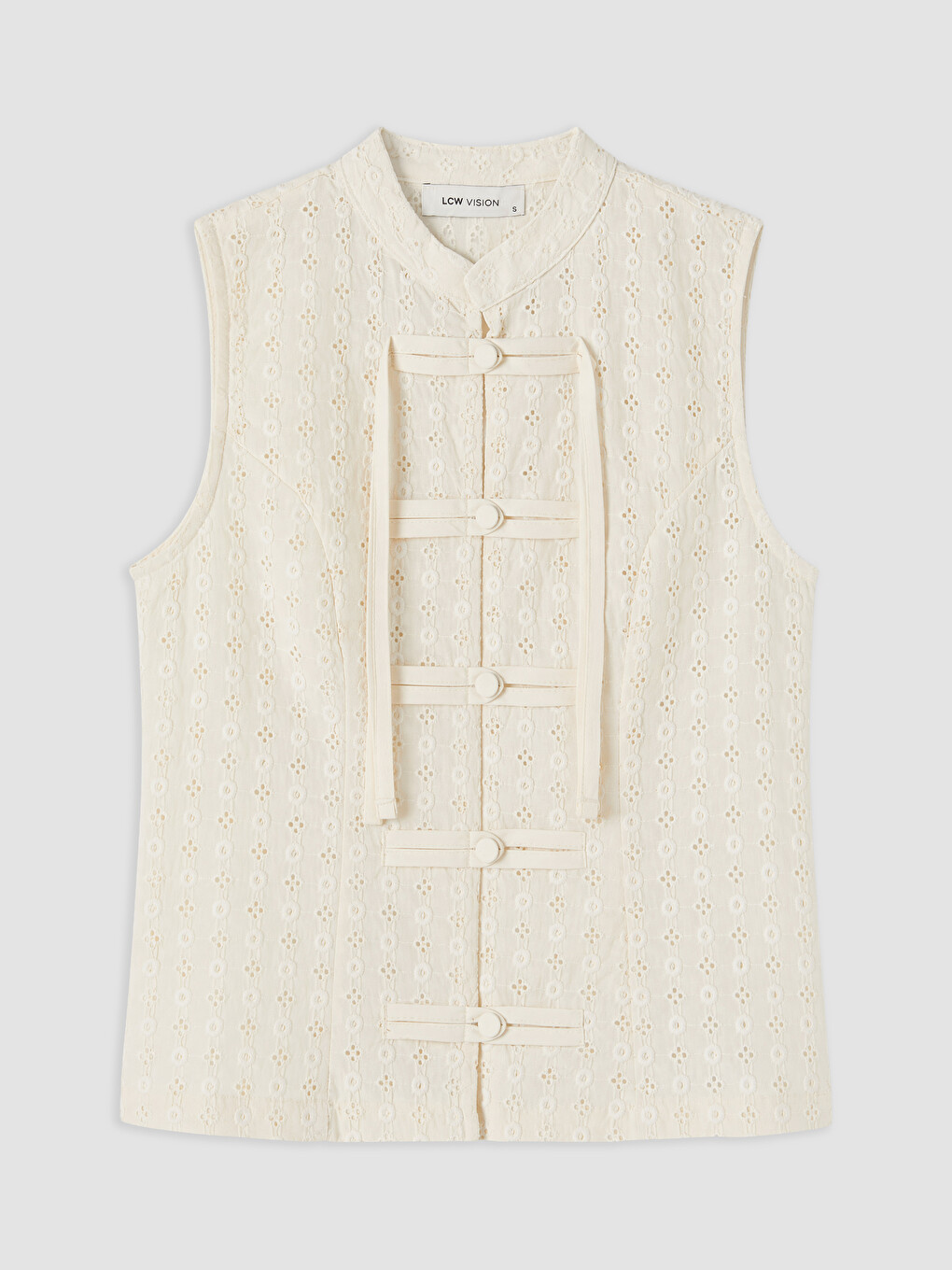 Ekru Hakim Yaka Brode Bluz