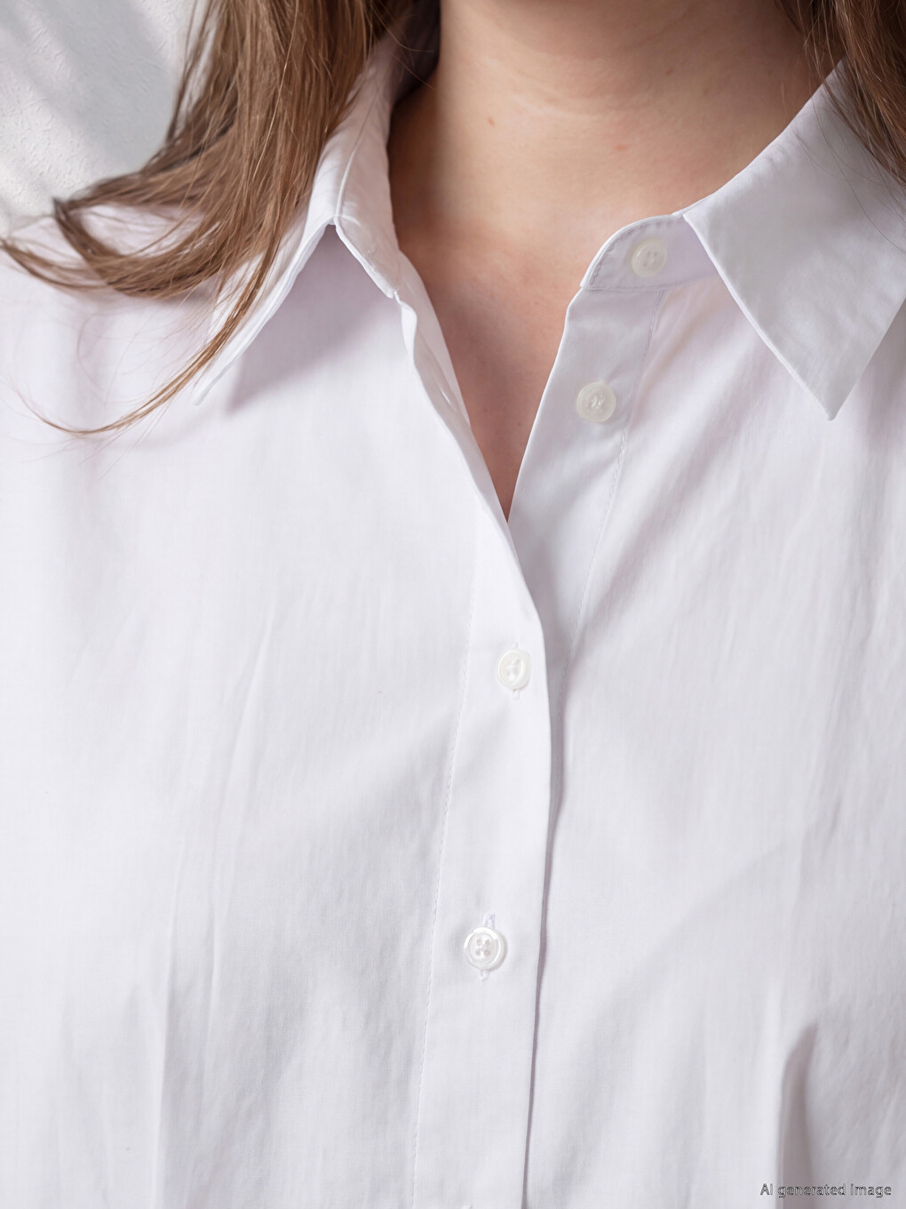 Plus Size Poplin Women's Pleated Shirt-1