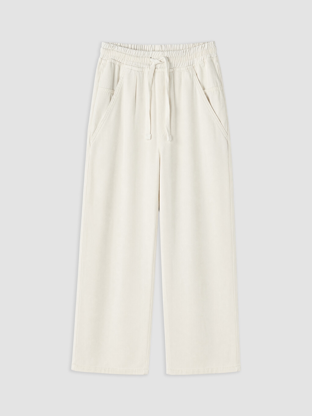 Beyaz Loose Fit Erkek Pantolon-3