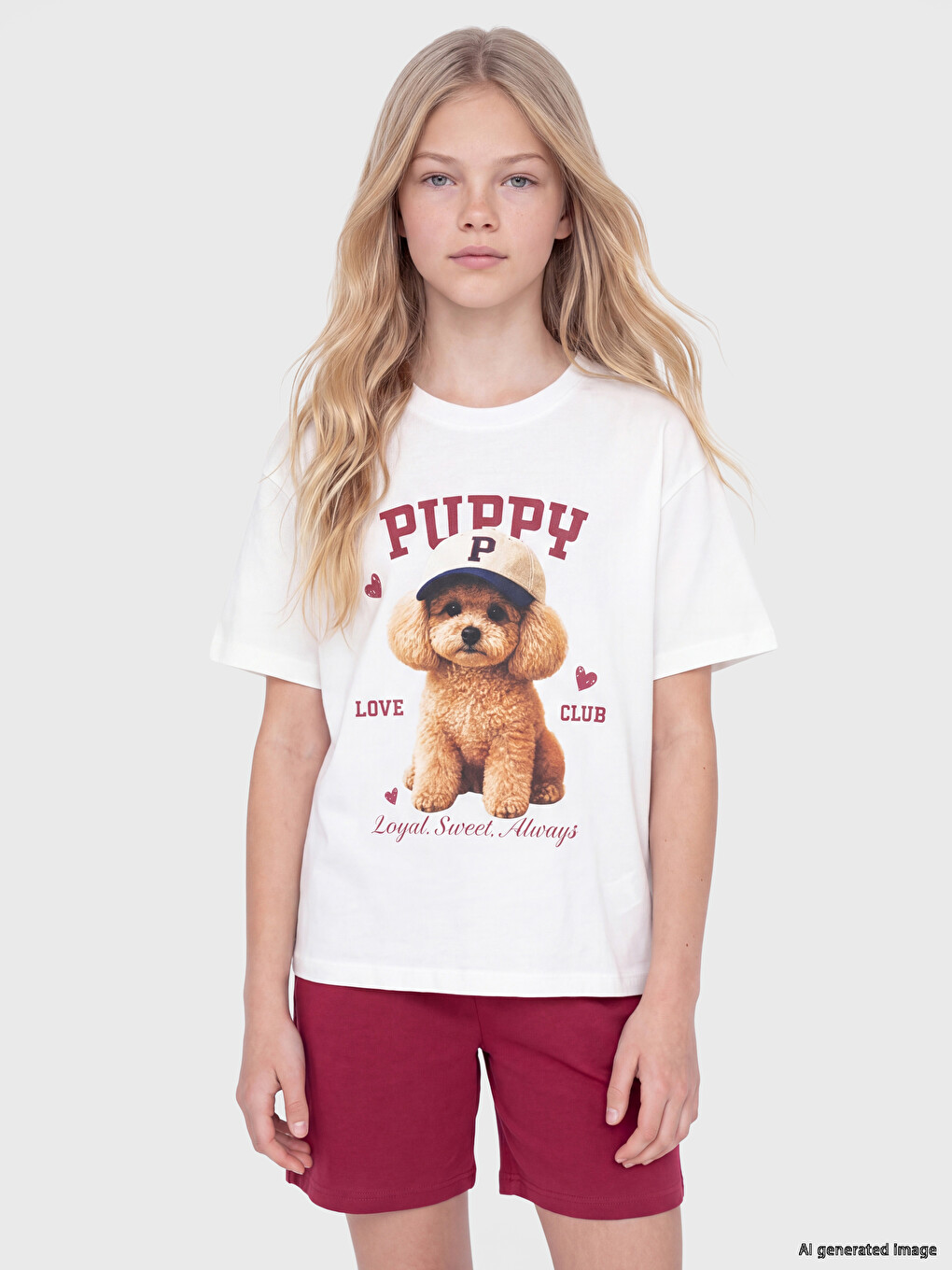 Ekru Kız Çocuk Şortlu Pijama Takımı