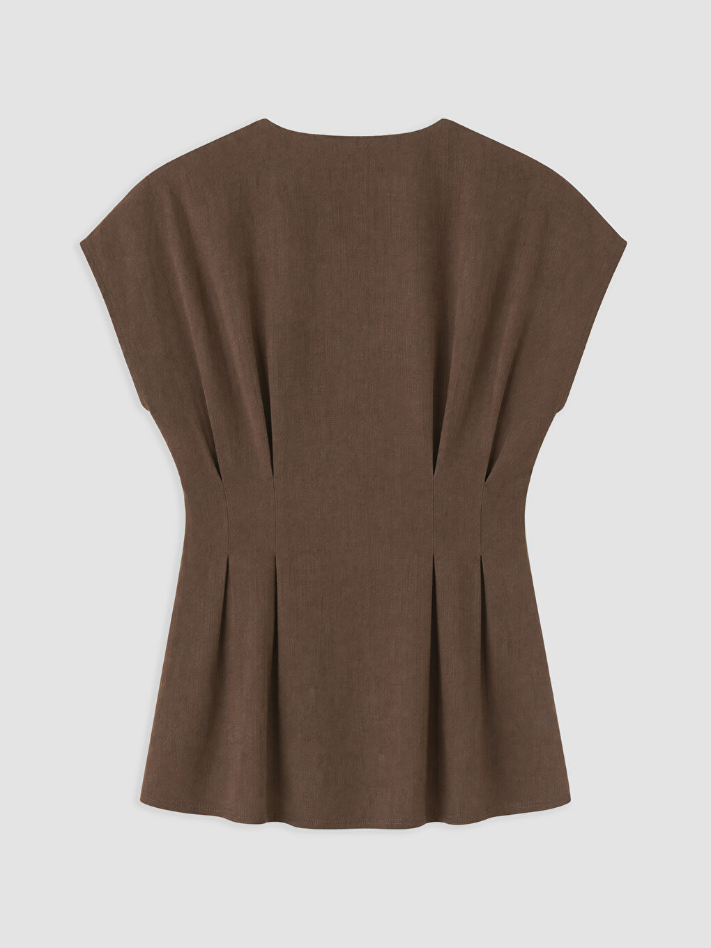 Kahverengi Bisiklet Yaka Pileli Peplum Bluz-5