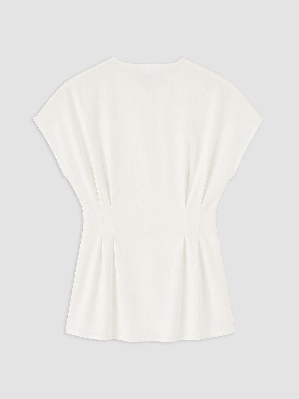 Beyaz Bisiklet Yaka Pileli Peplum Bluz-5