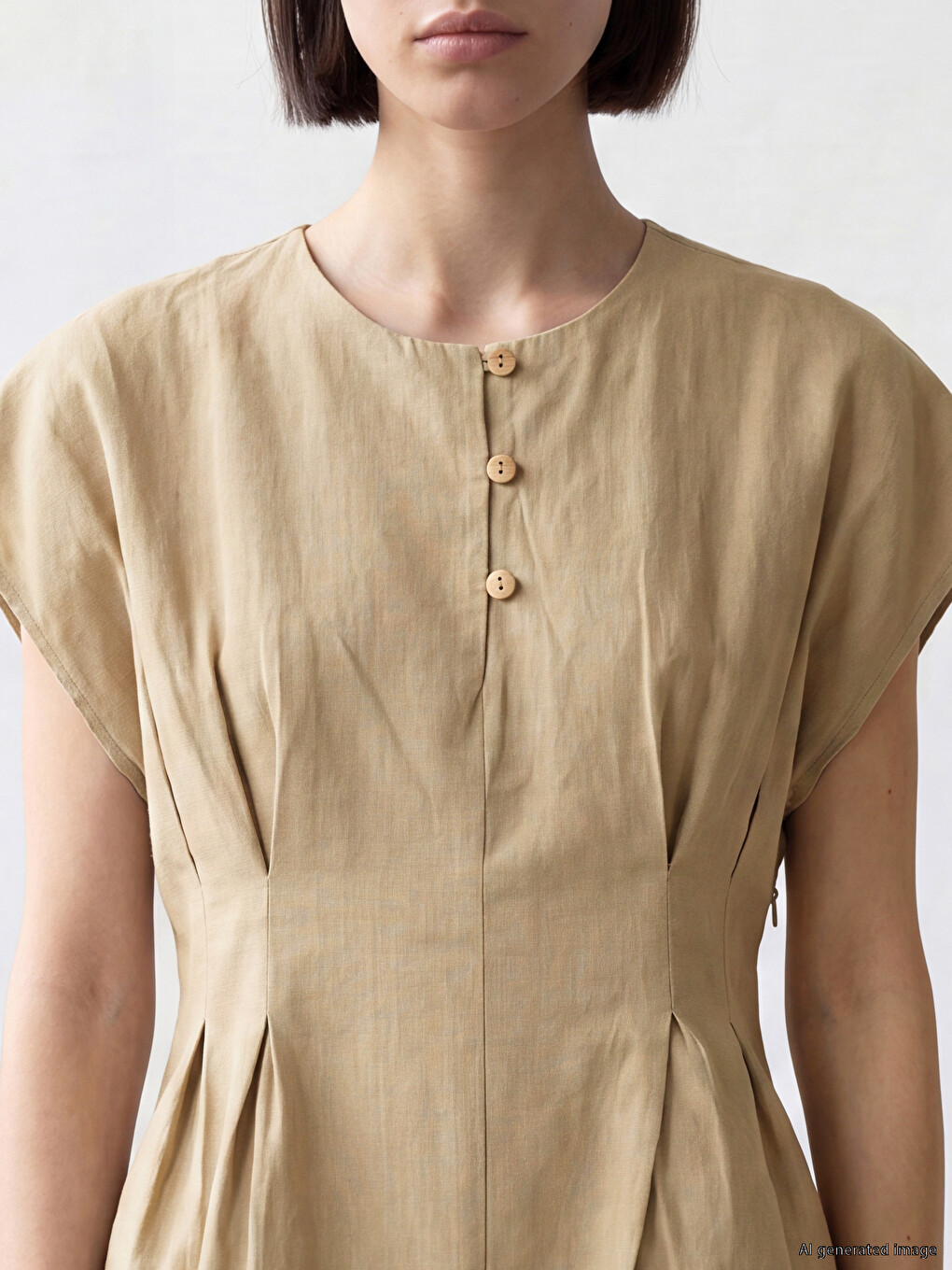 Bluză Peplum Plisată Cu Guler Rotund-2