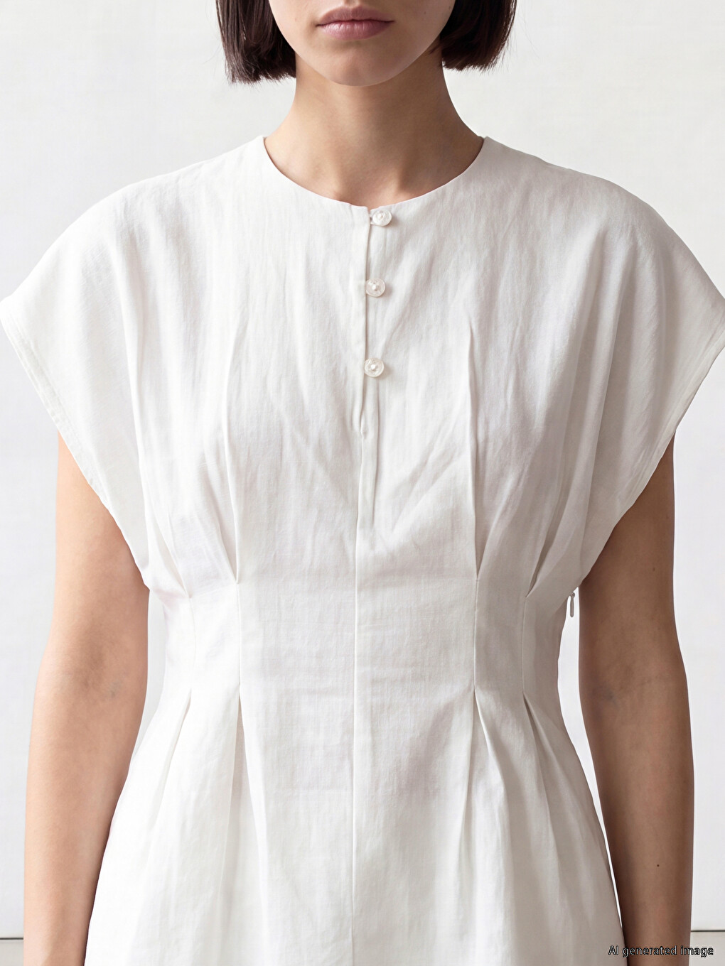 Bluză Peplum Plisată Cu Guler Rotund-2