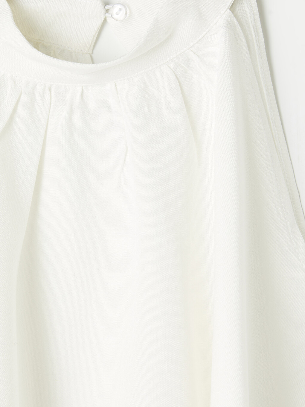 Beyaz Halter Yaka Beli Kuşaklı Oversize Bluz-6