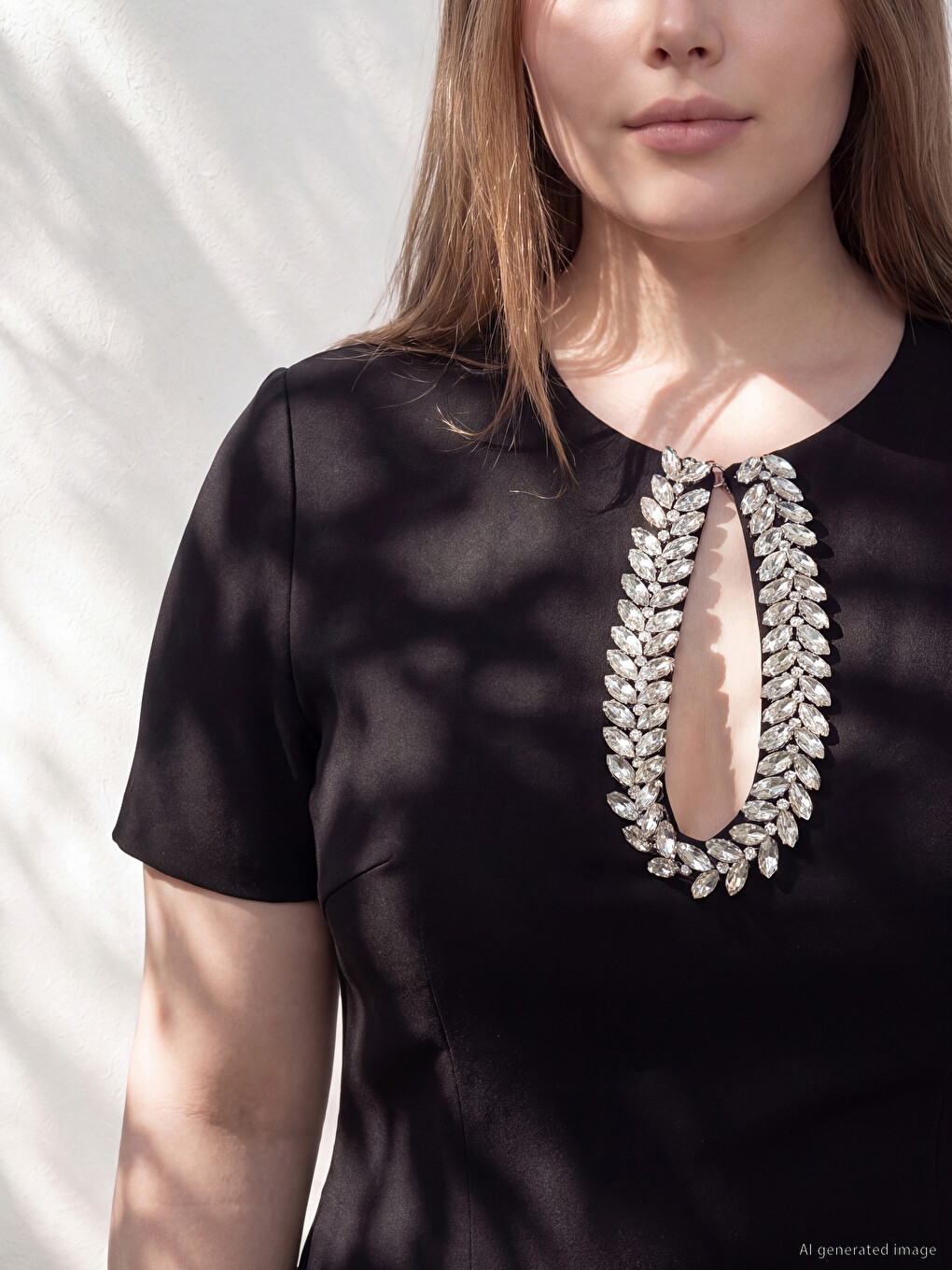 Window Detailed Stone Embellished Women's Dress-1