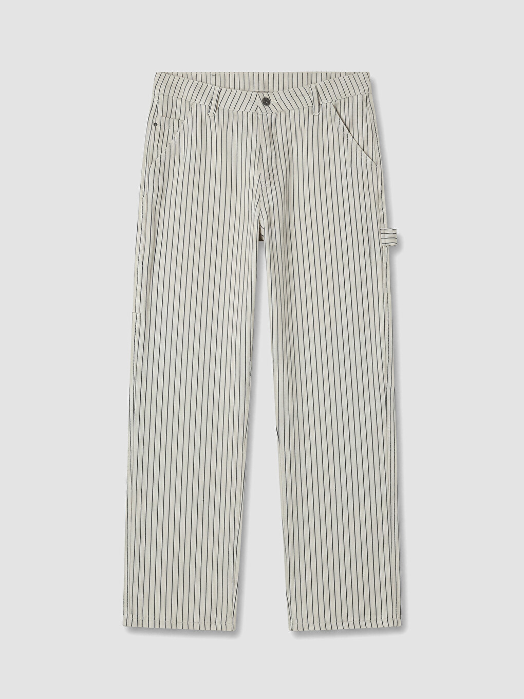 Bej Regular Fit Çizgili Erkek Pantolon