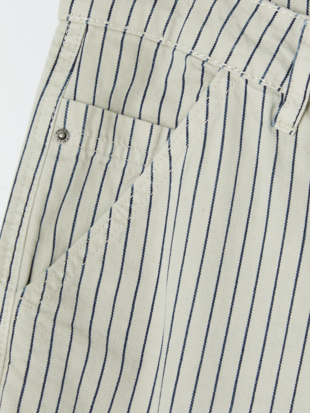 Bej Regular Fit Çizgili Erkek Pantolon-1