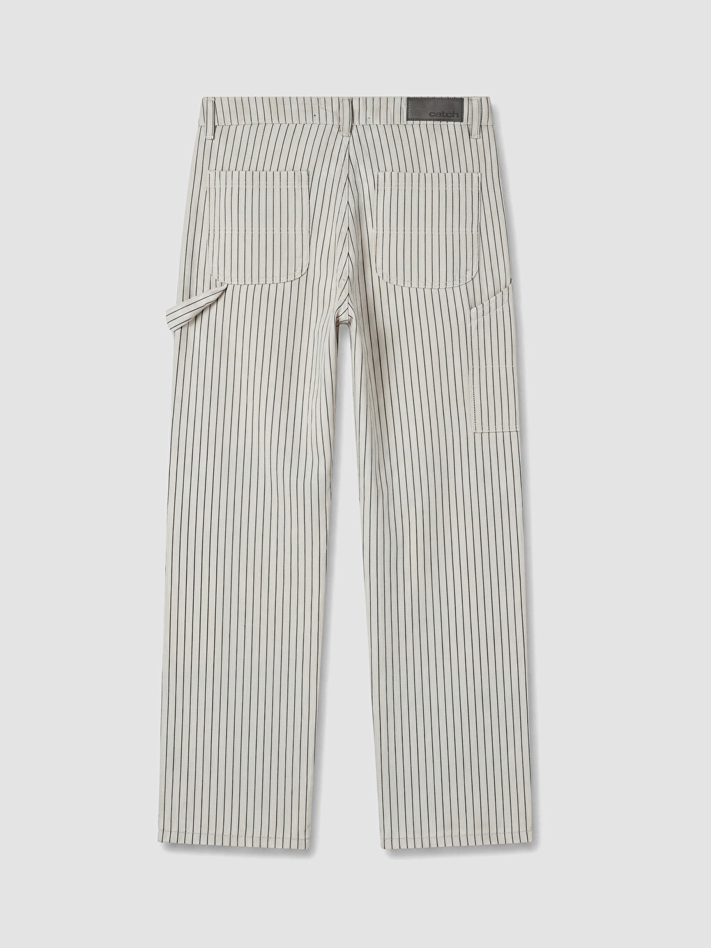 Bej Regular Fit Çizgili Erkek Pantolon-2