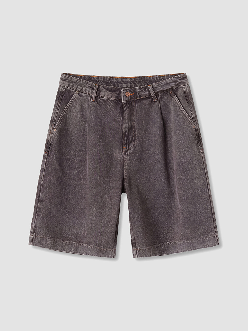 Kahverengi Loose Fit Erkek Jean Şort