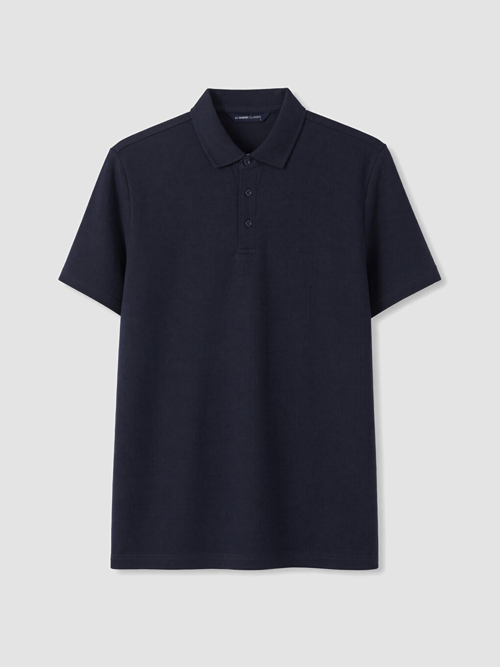 Lacivert Regular Fit Polo Yaka Dokulu Erkek Tişört