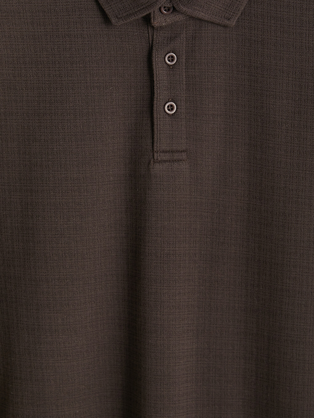 Kahverengi Regular Fit Polo Yaka Dokulu Erkek Tişört-2
