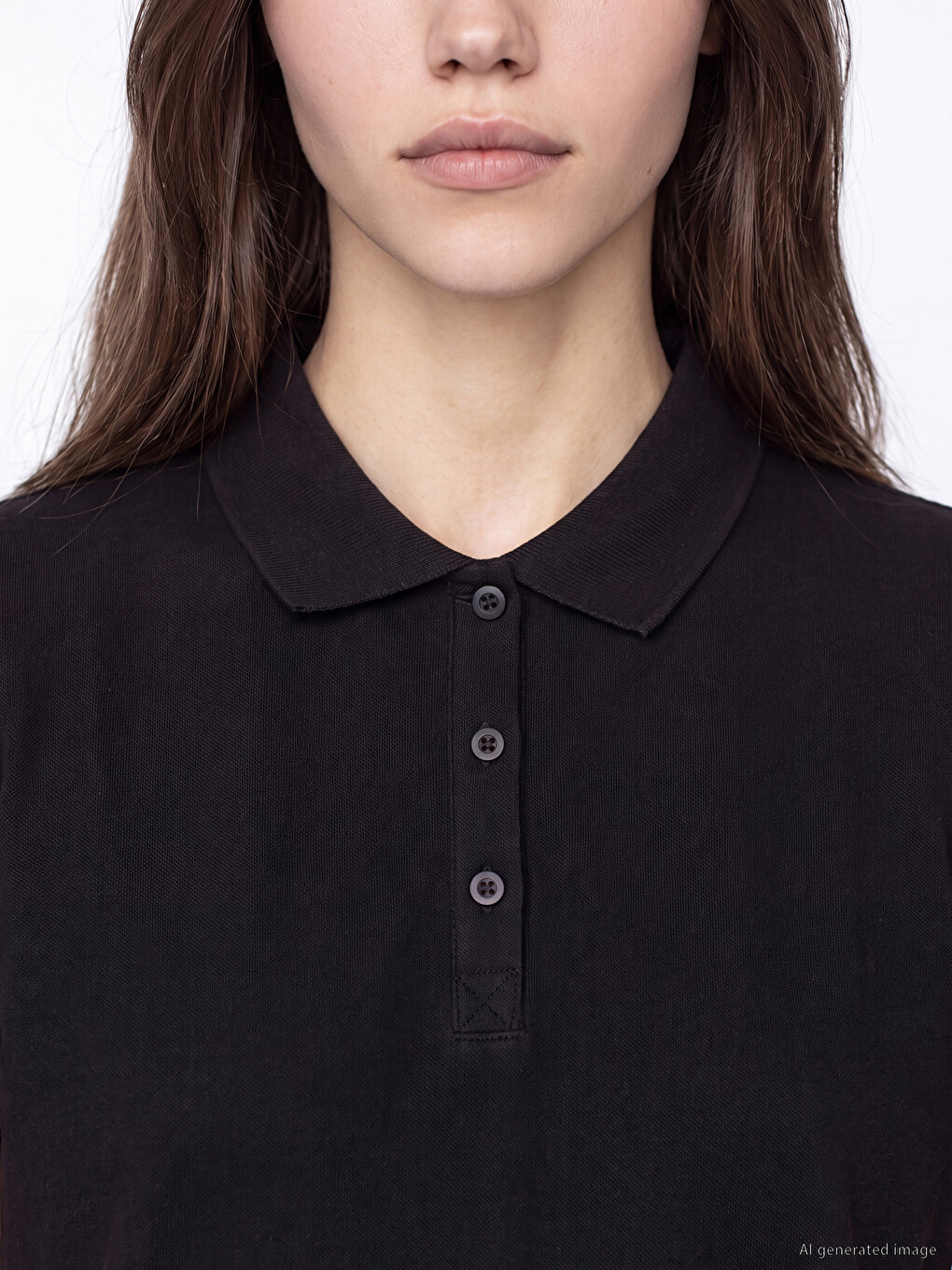 Polo Collar Women's Pique T-shirt-2