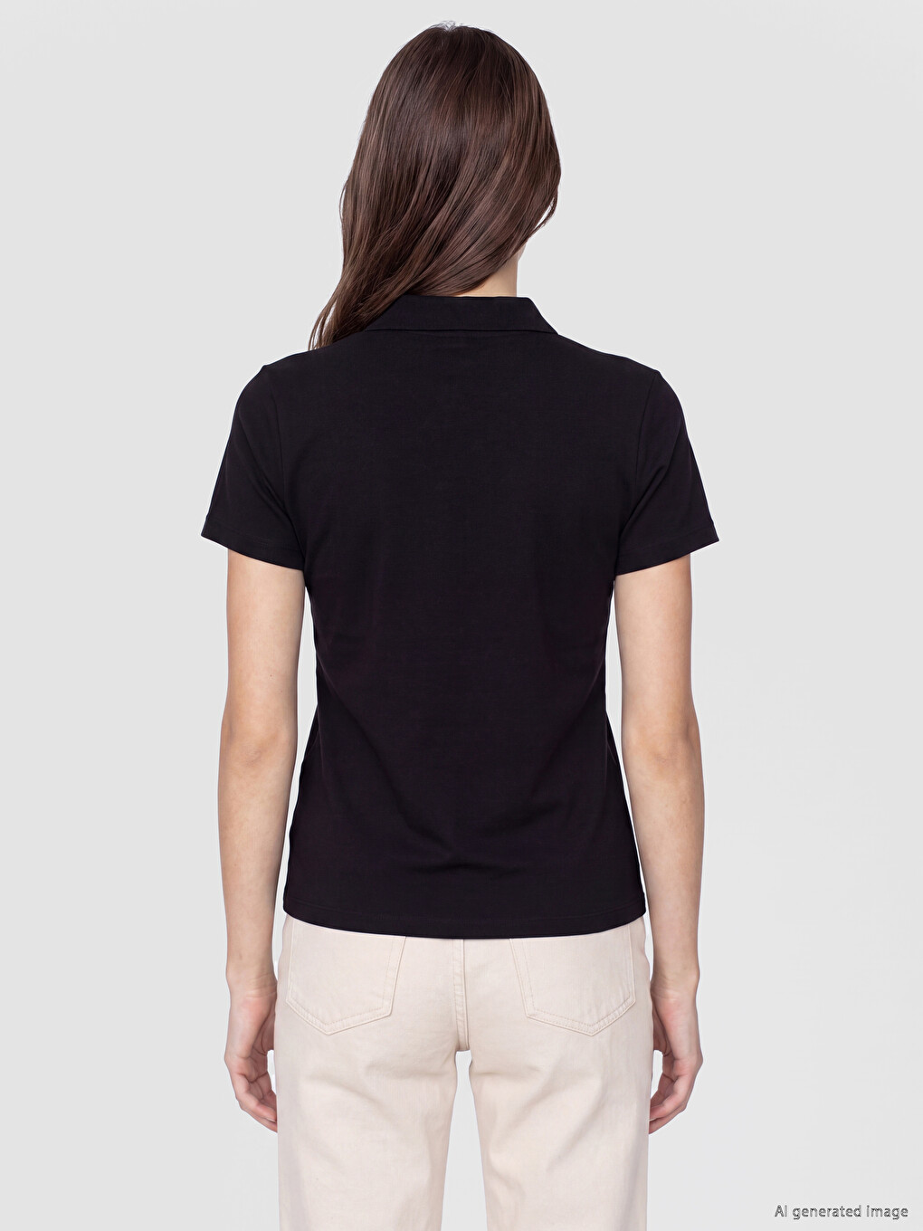 Polo Collar Women's Pique T-shirt-3