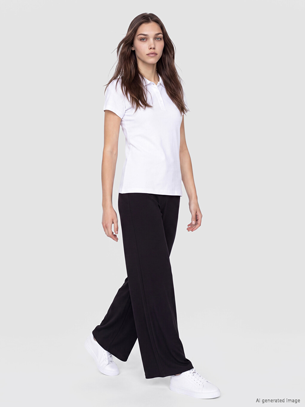 Polo Collar Women's Pique T-shirt-1
