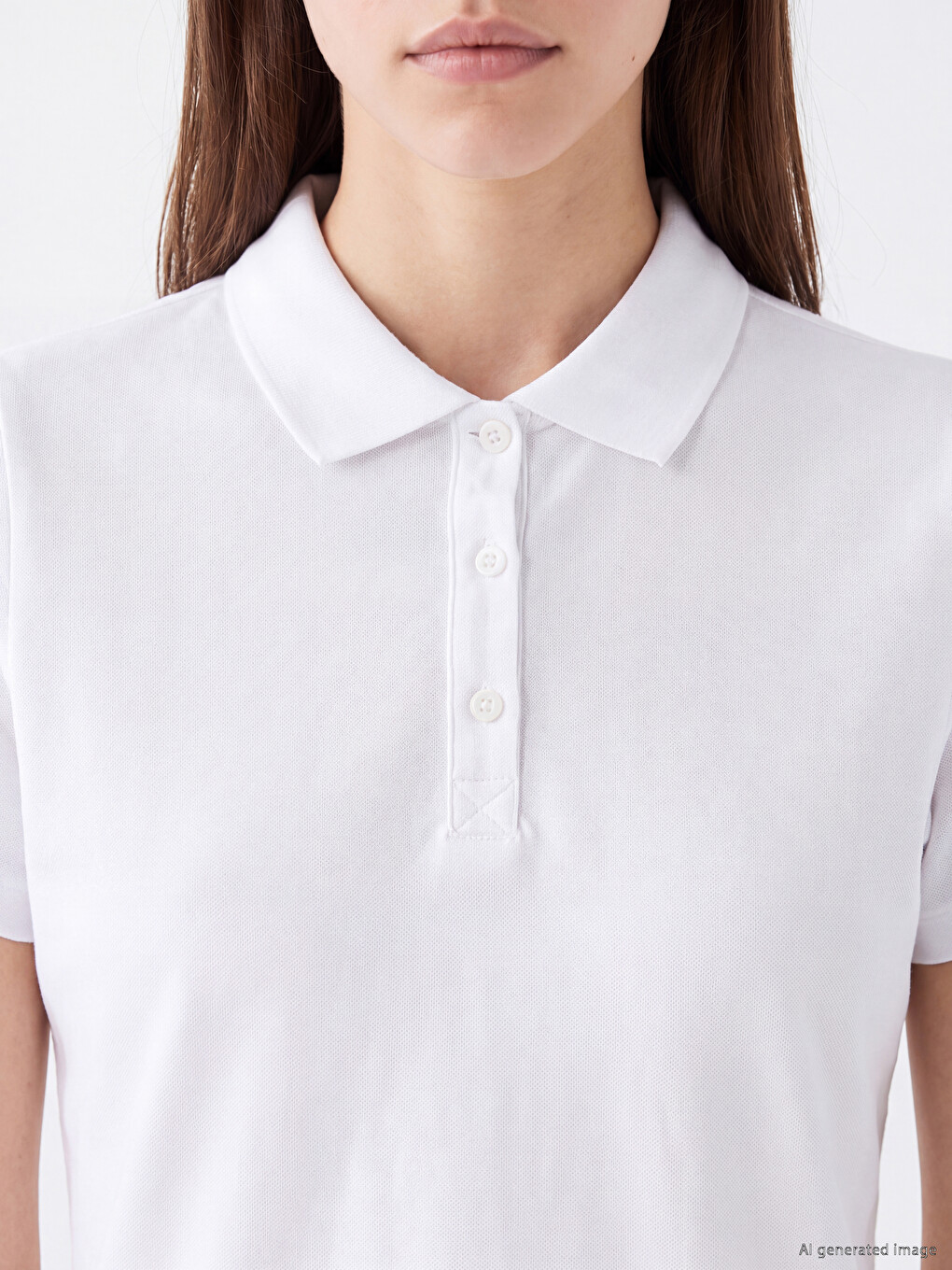 Polo Collar Women's Pique T-shirt-2