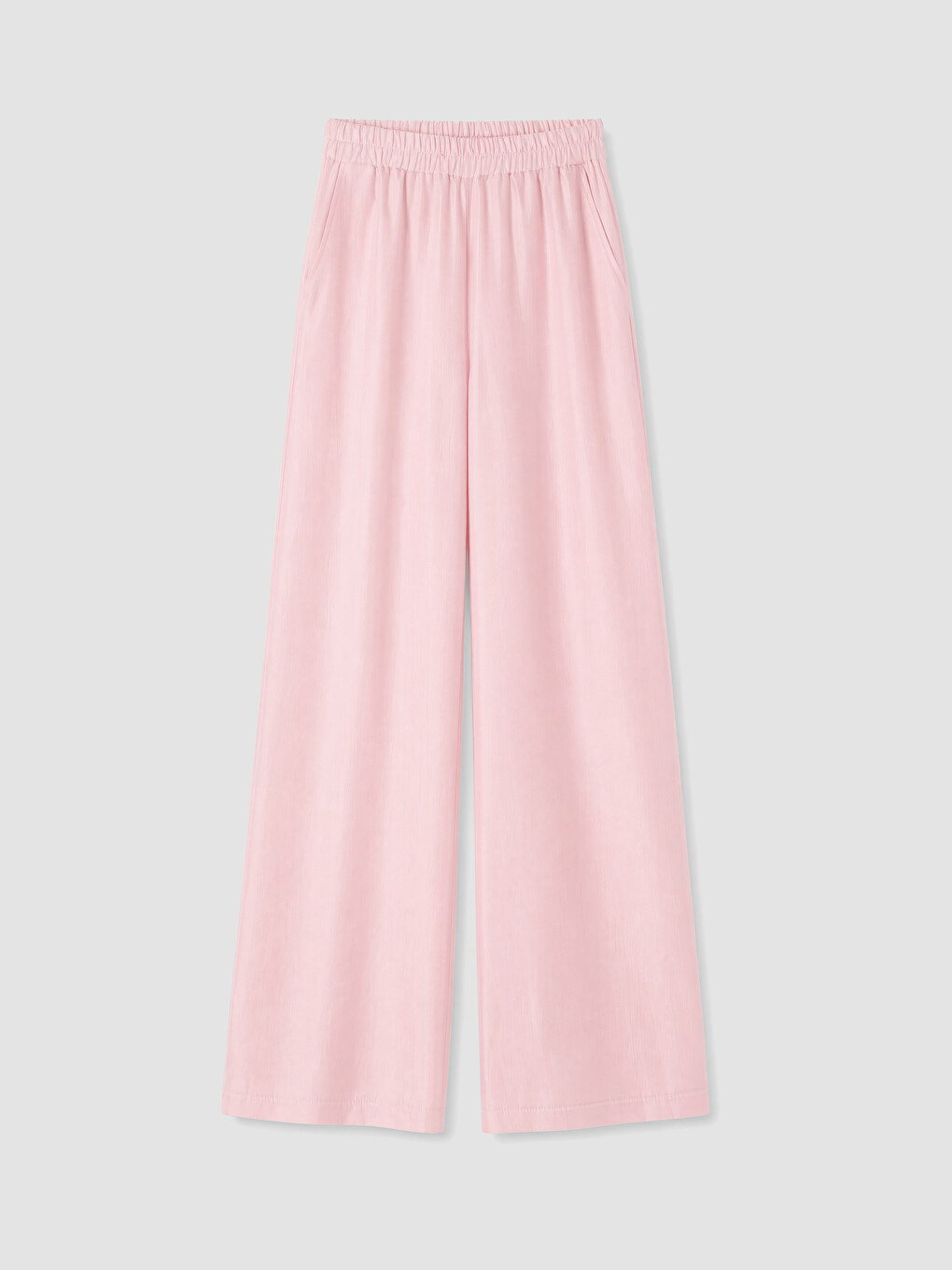 Pembe Beli Lastikli Geniş Paça Kadın Pantolon-3