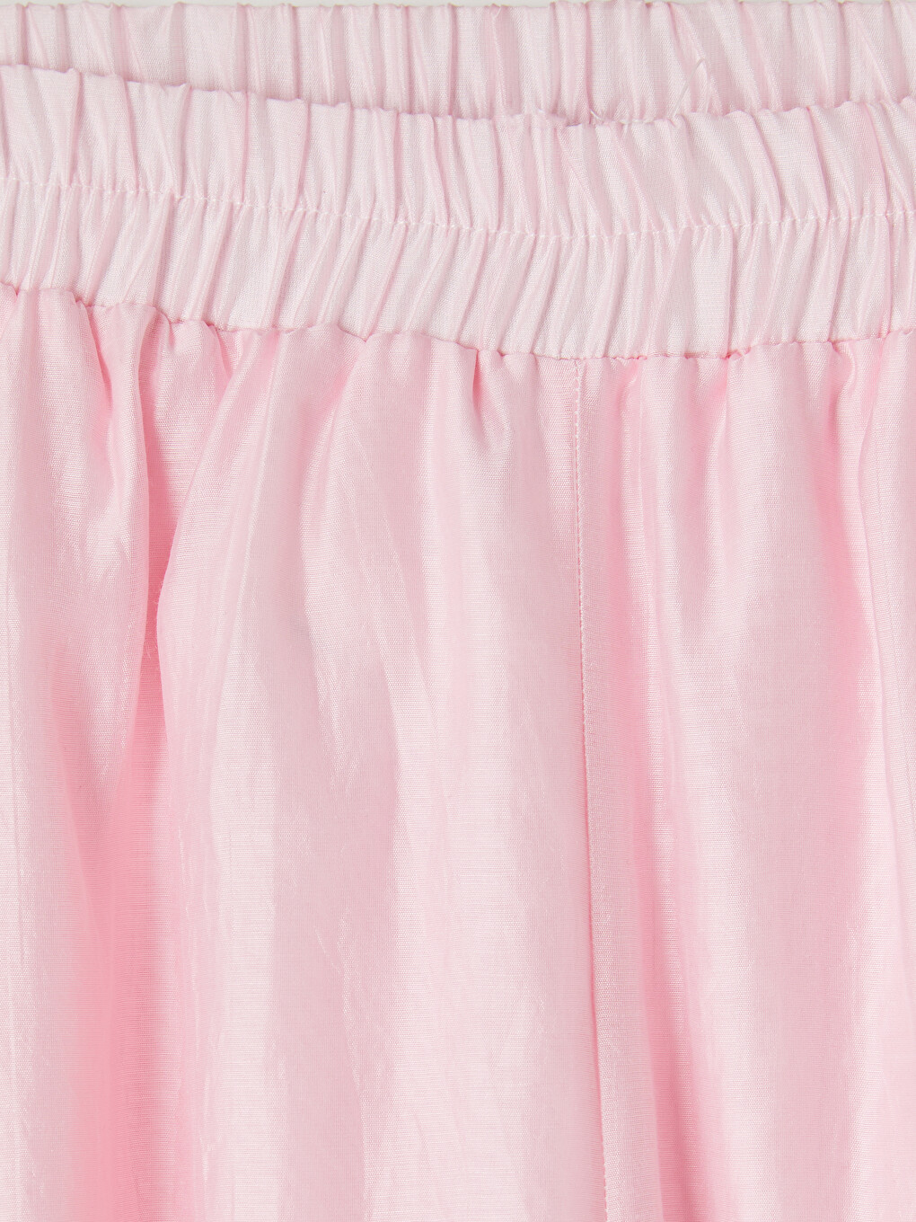 Pembe Beli Lastikli Geniş Paça Kadın Pantolon-4