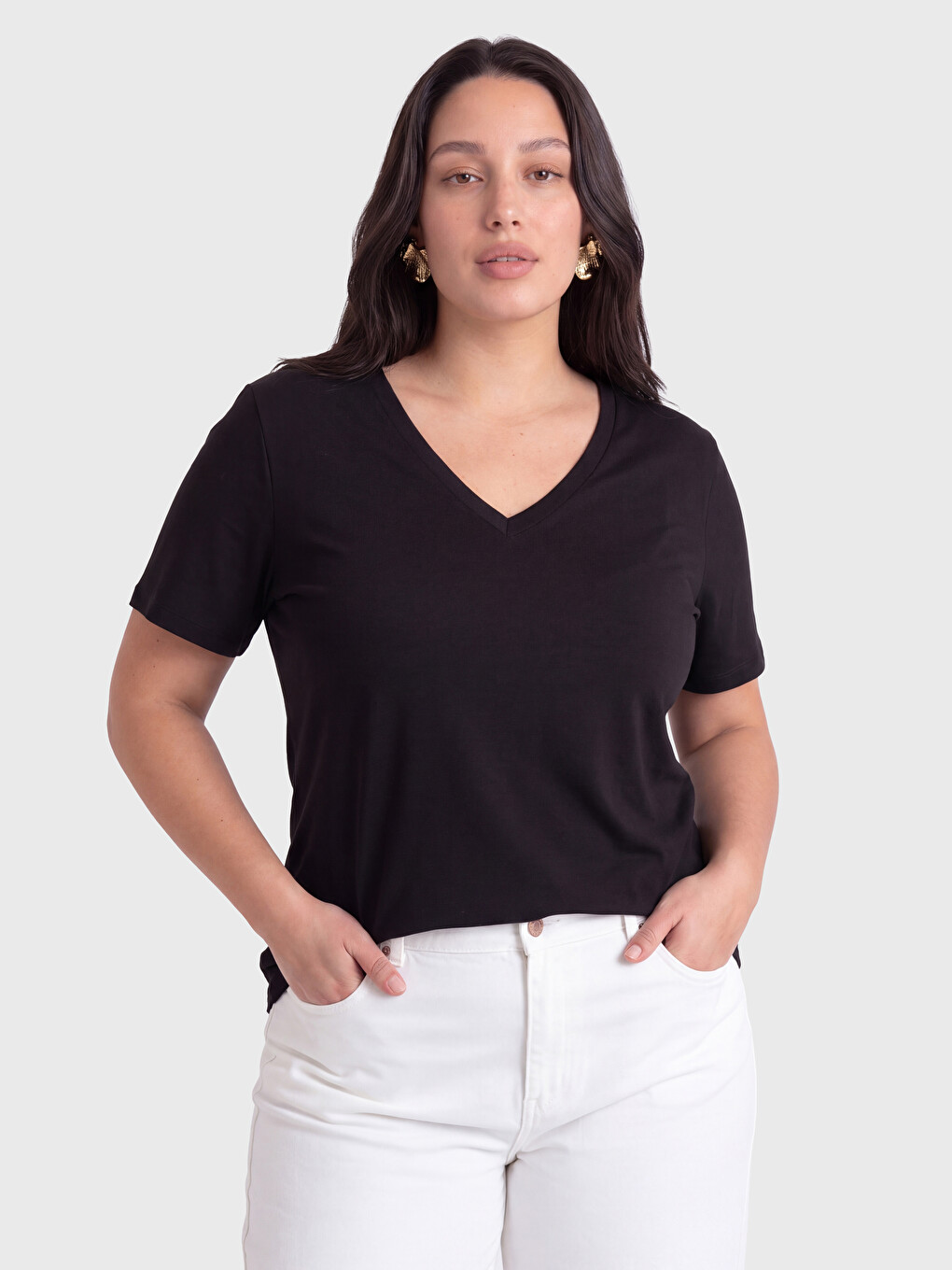 Plus Size %100 Памук Дамска Тениска-1