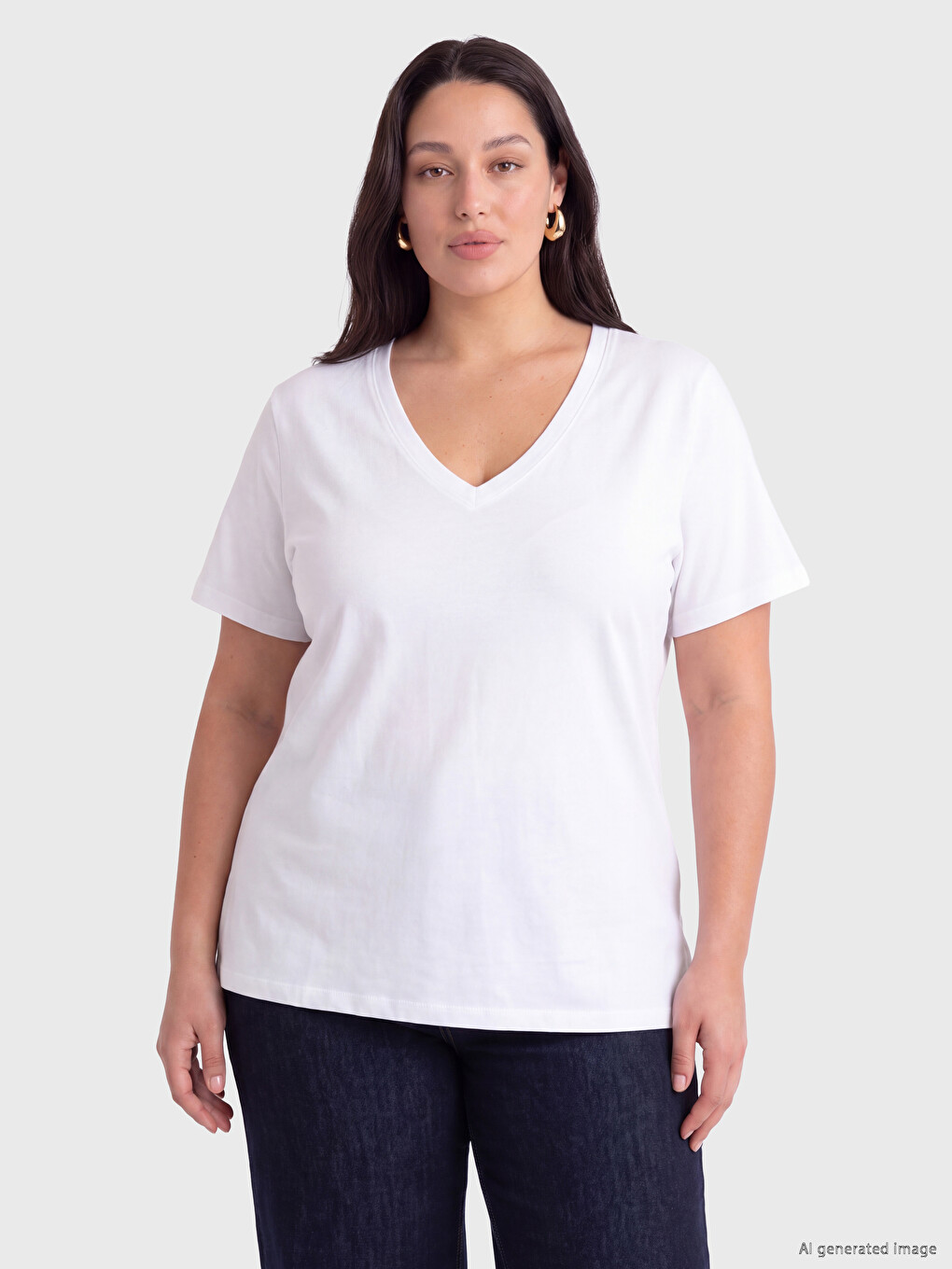 Plus Size %100 Cotton Women's T-shirt-1
