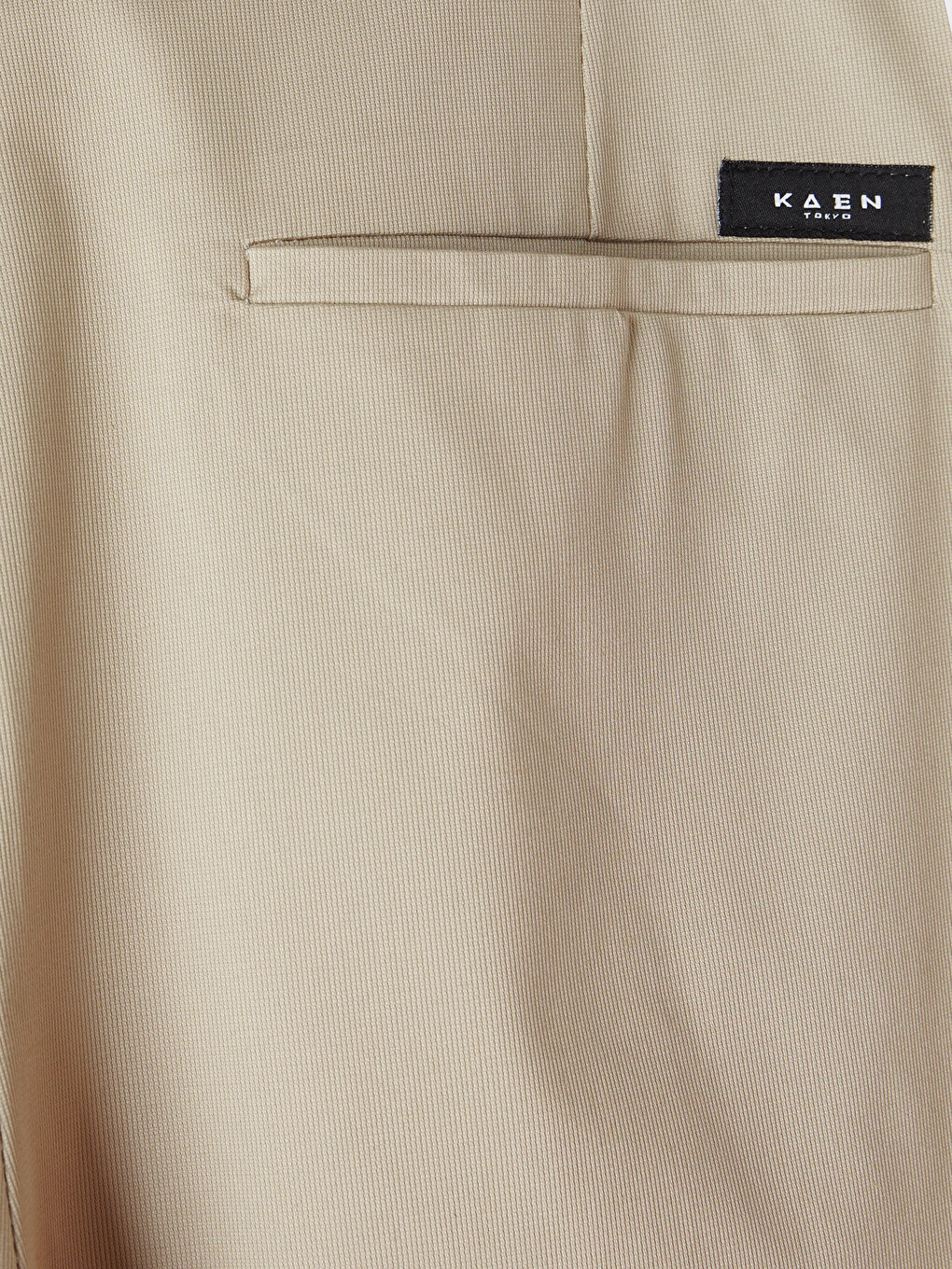 Bej Loose Fit Erkek Pileli Pantolon-7