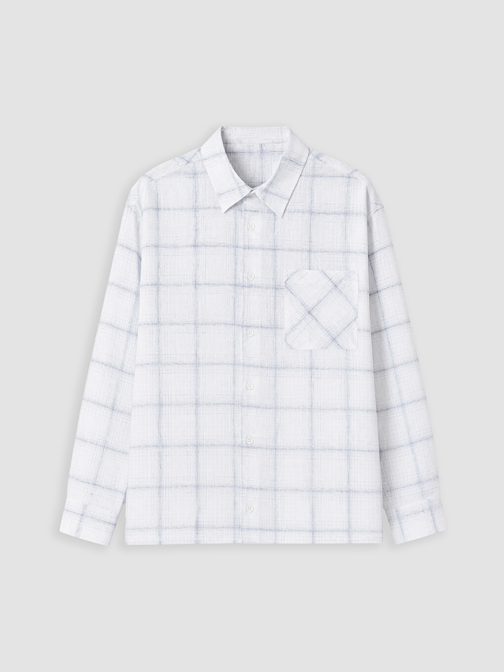 Mavi Loose Fit Ekose Erkek Gömlek-1