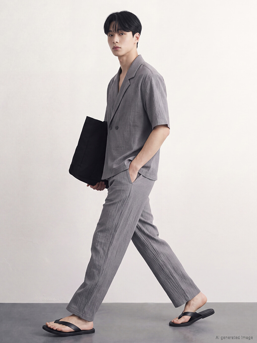 Gri Loose Fit Erkek Pantolon