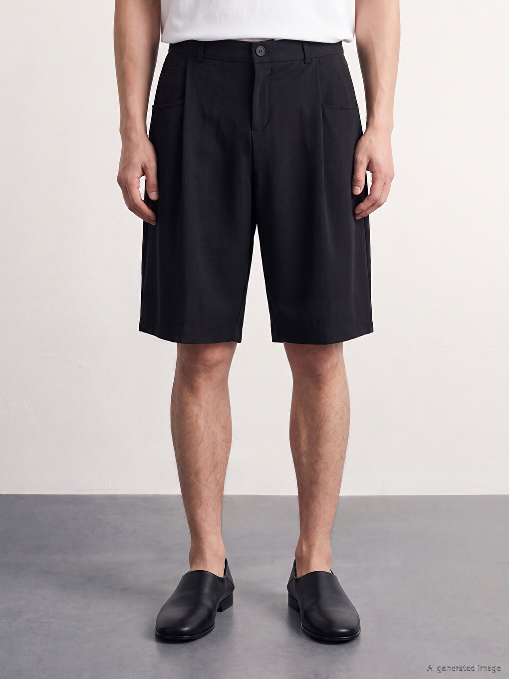 Siyah Loose Fit Erkek Şort-1