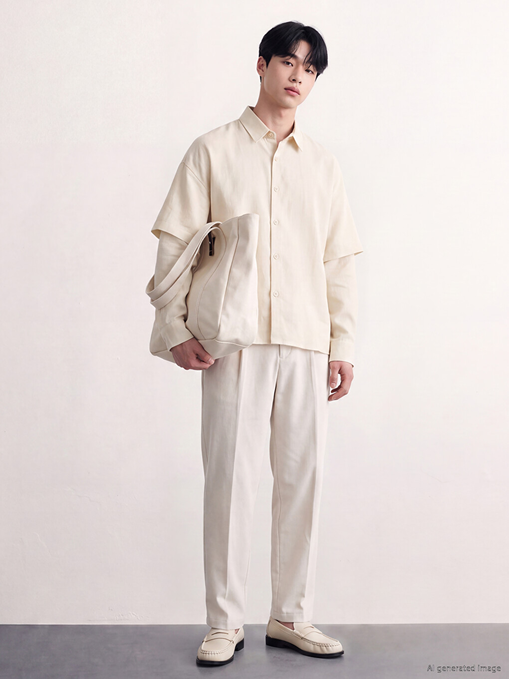 Sarı Loose Fit Erkek Gömlek-2