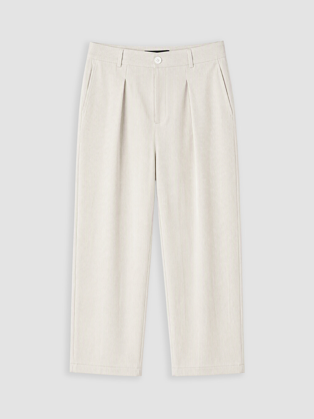 Bej Loose Fit Erkek Pileli Pantolon-4