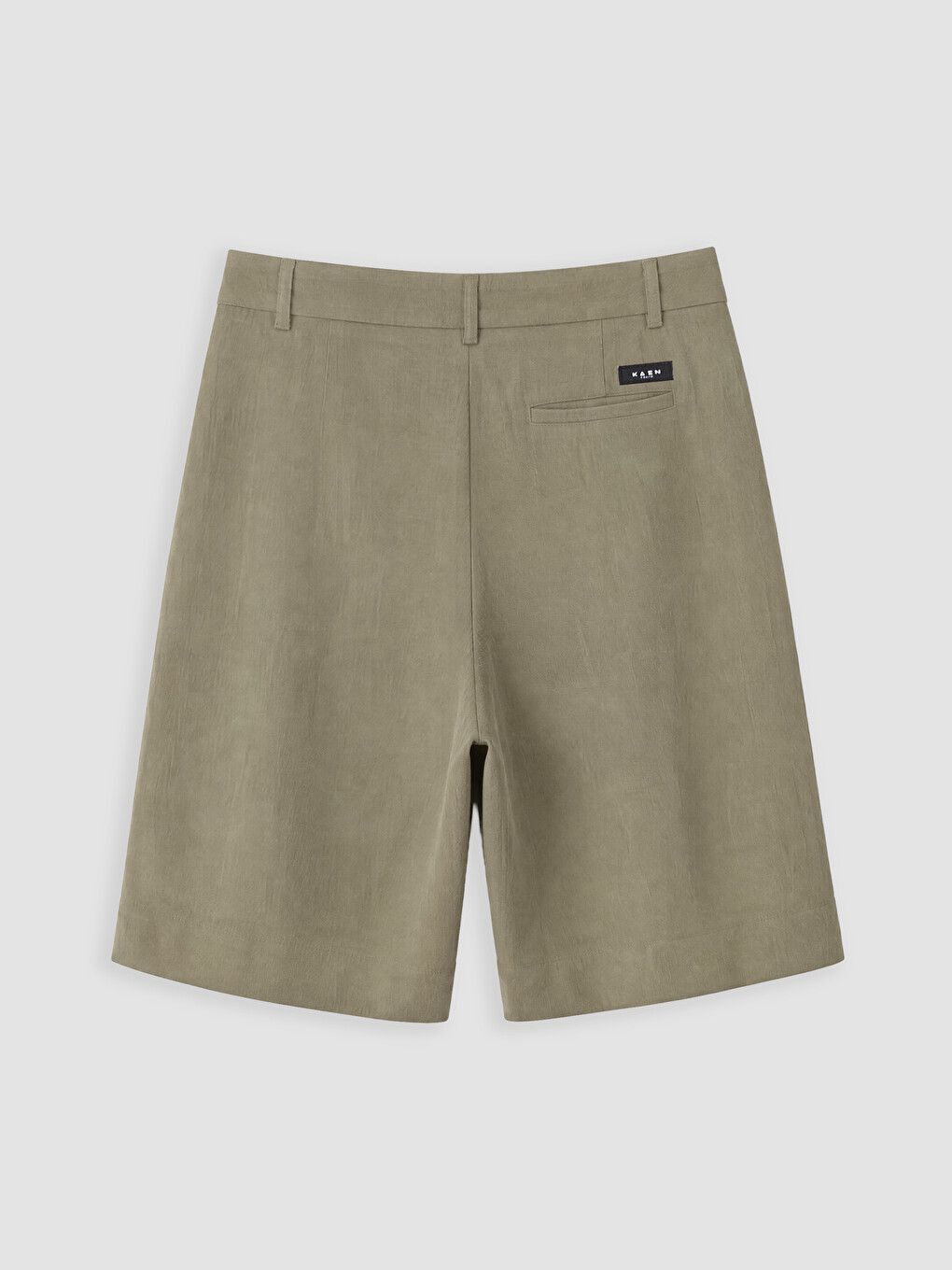 Haki Loose Fit Keten Görünümlü Erkek Şort-6
