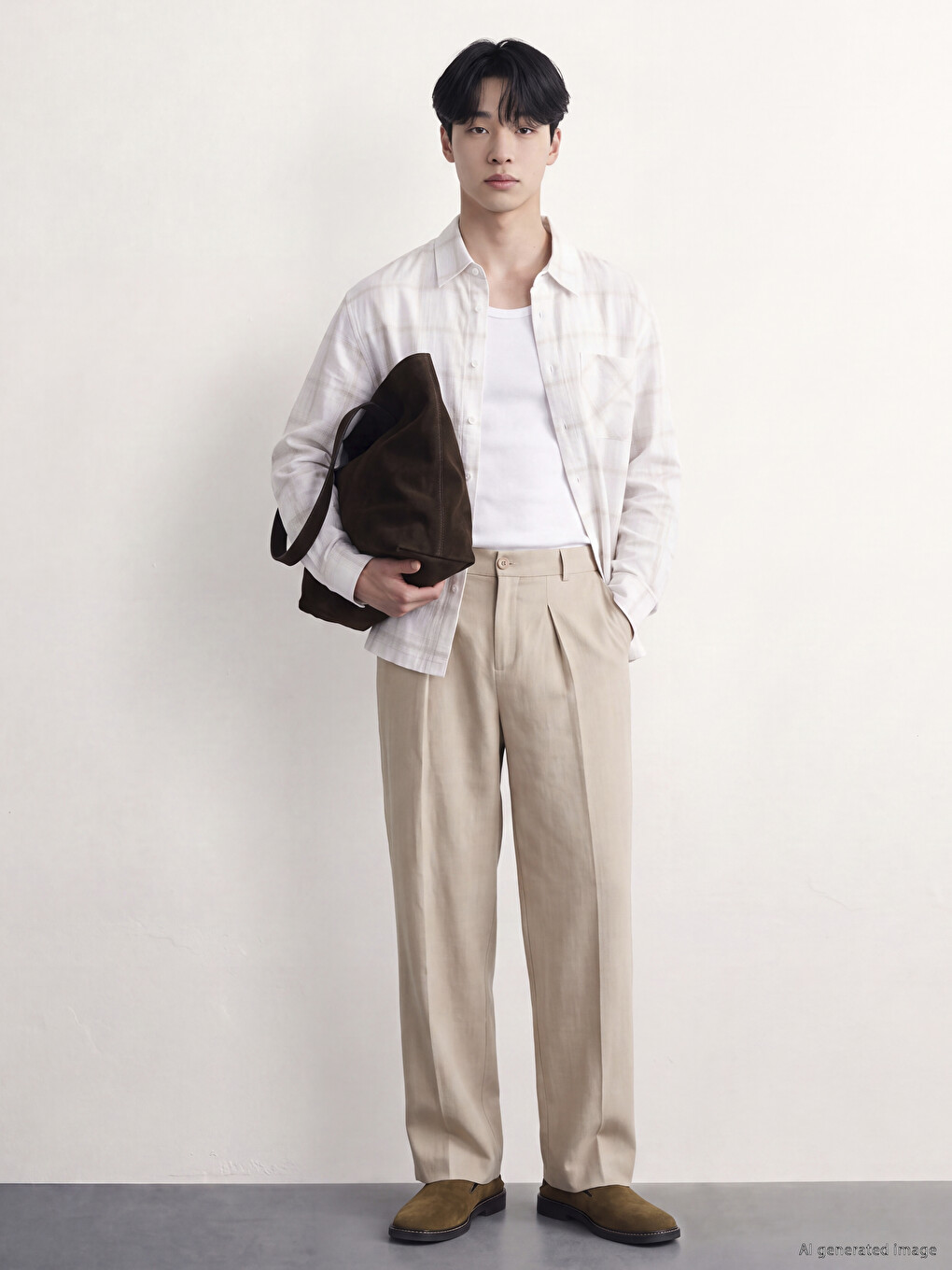 Bej Loose Fit Erkek Pantolon