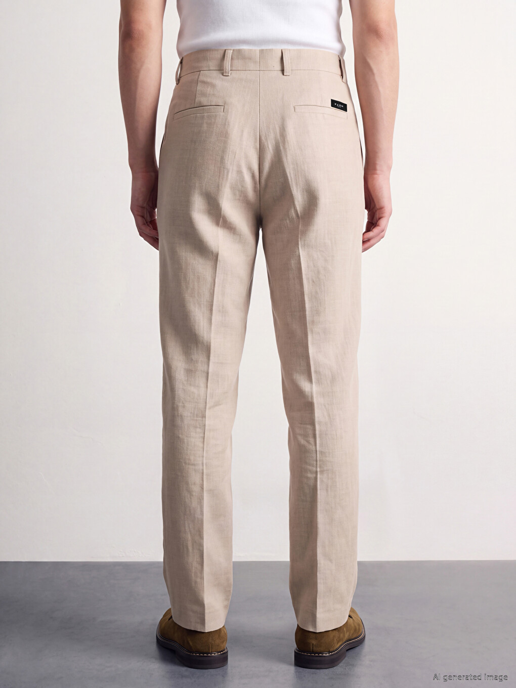 Bej Loose Fit Erkek Pantolon-3