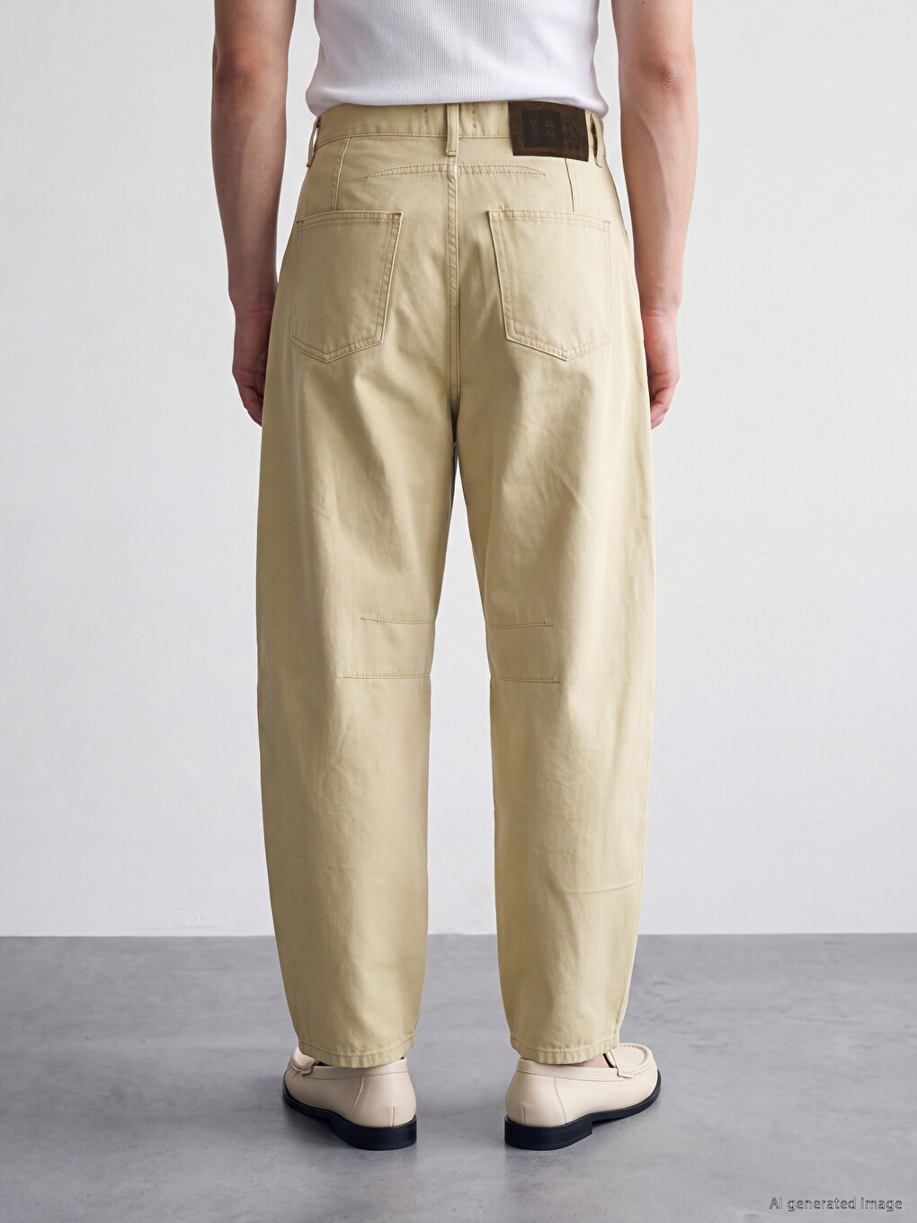 Bej Loose Fit Erkek Jean Pantolon-3