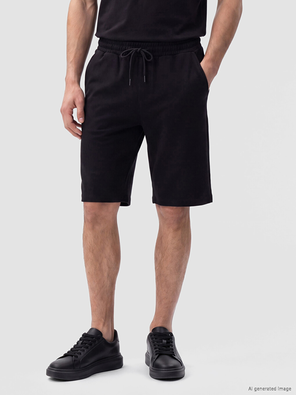 Siyah Regular Fit Erkek Şort-1