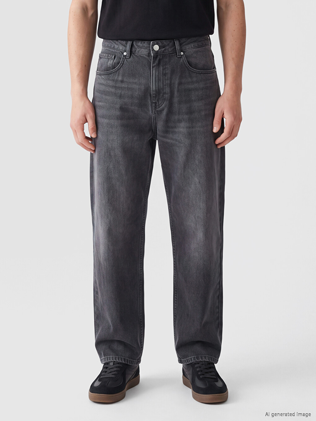 Antrasit Relax Fit Erkek Gabardin Pantolon-1