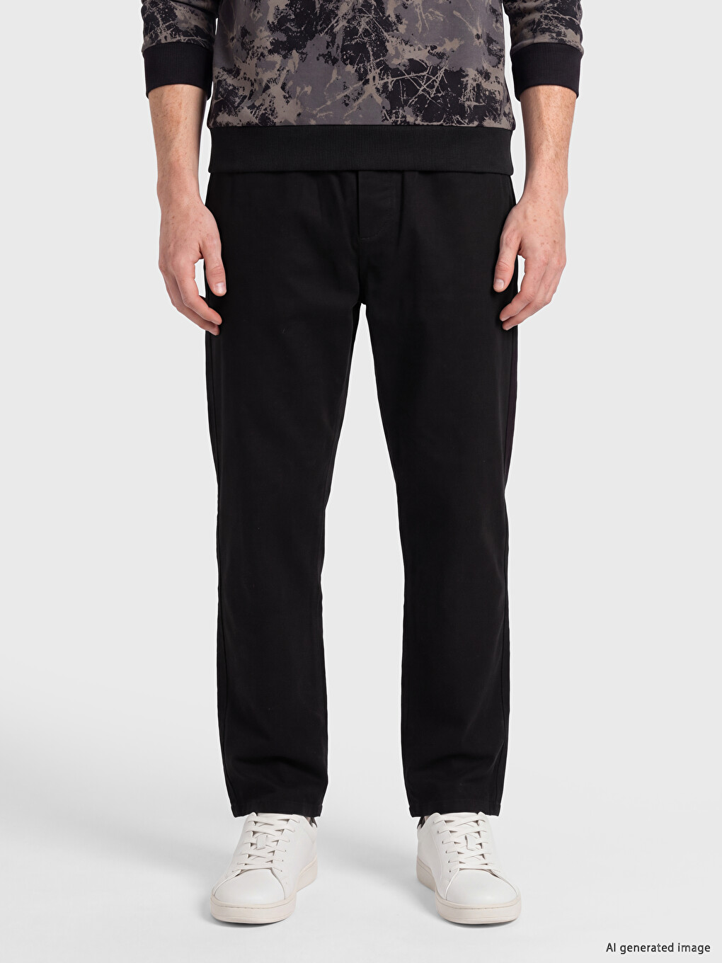 Siyah Regular Fit Erkek Pantolon-1