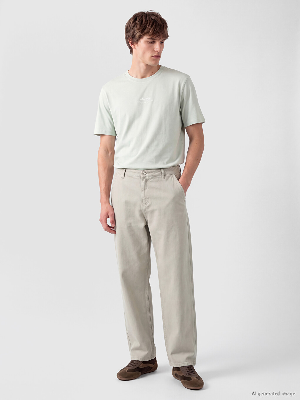 Beyaz Relax Fit Gabardin Erkek Pantolon